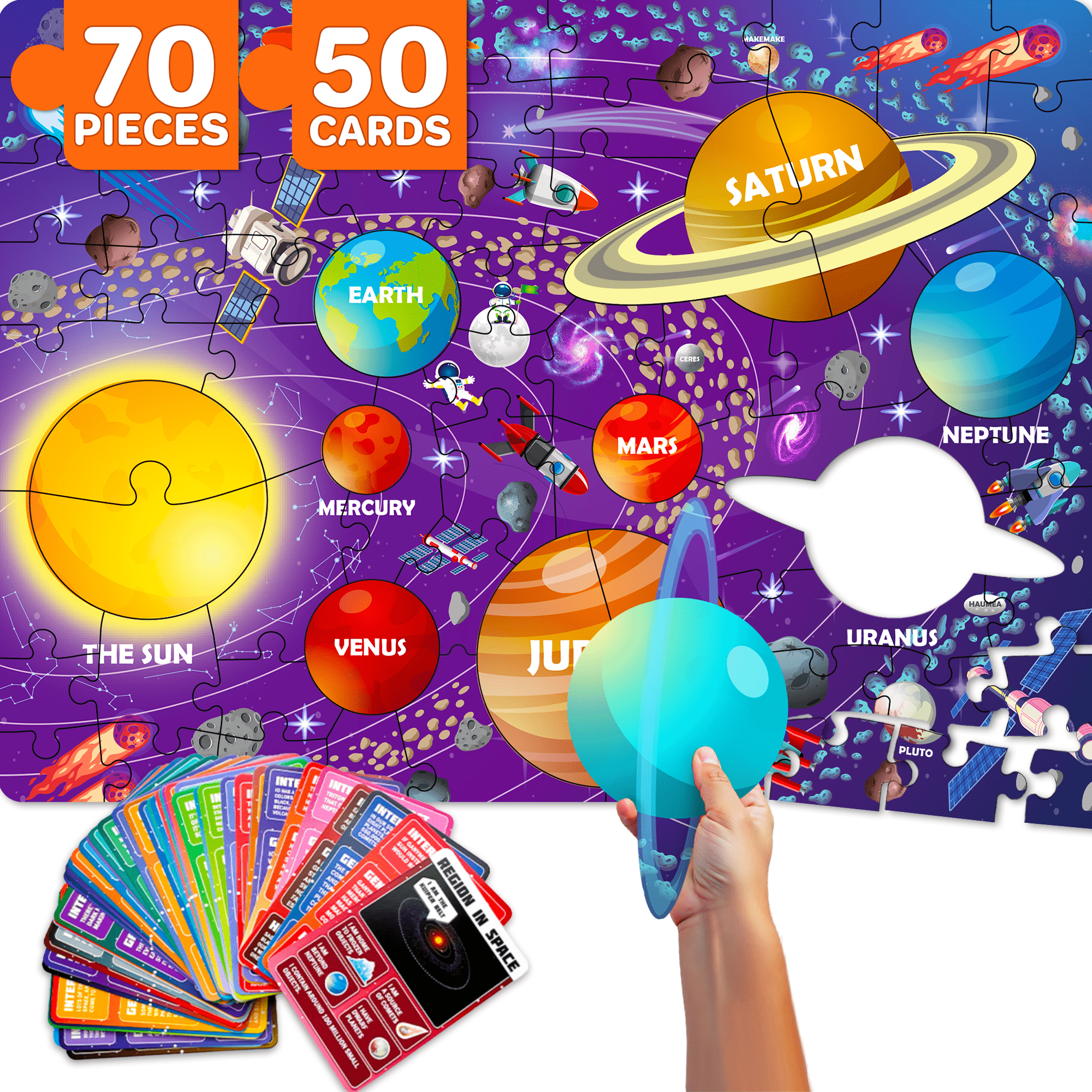 70 Piece Jigsaw Puzzles 50 Cards For Kids | Space