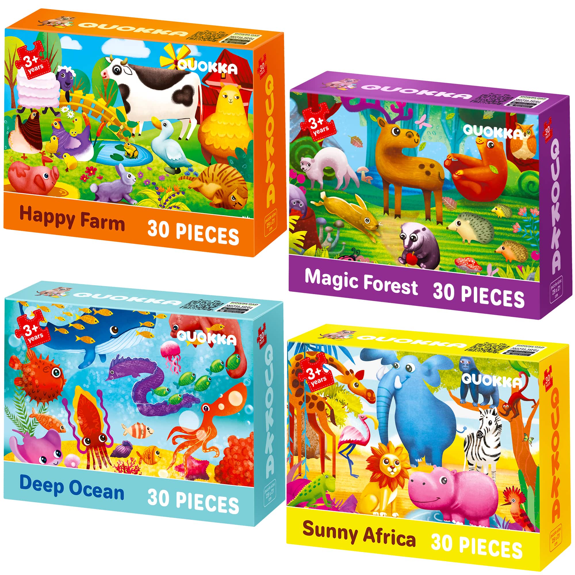 30 Piece Puzzles for Kids Forest, Ocean & Africa Animals
