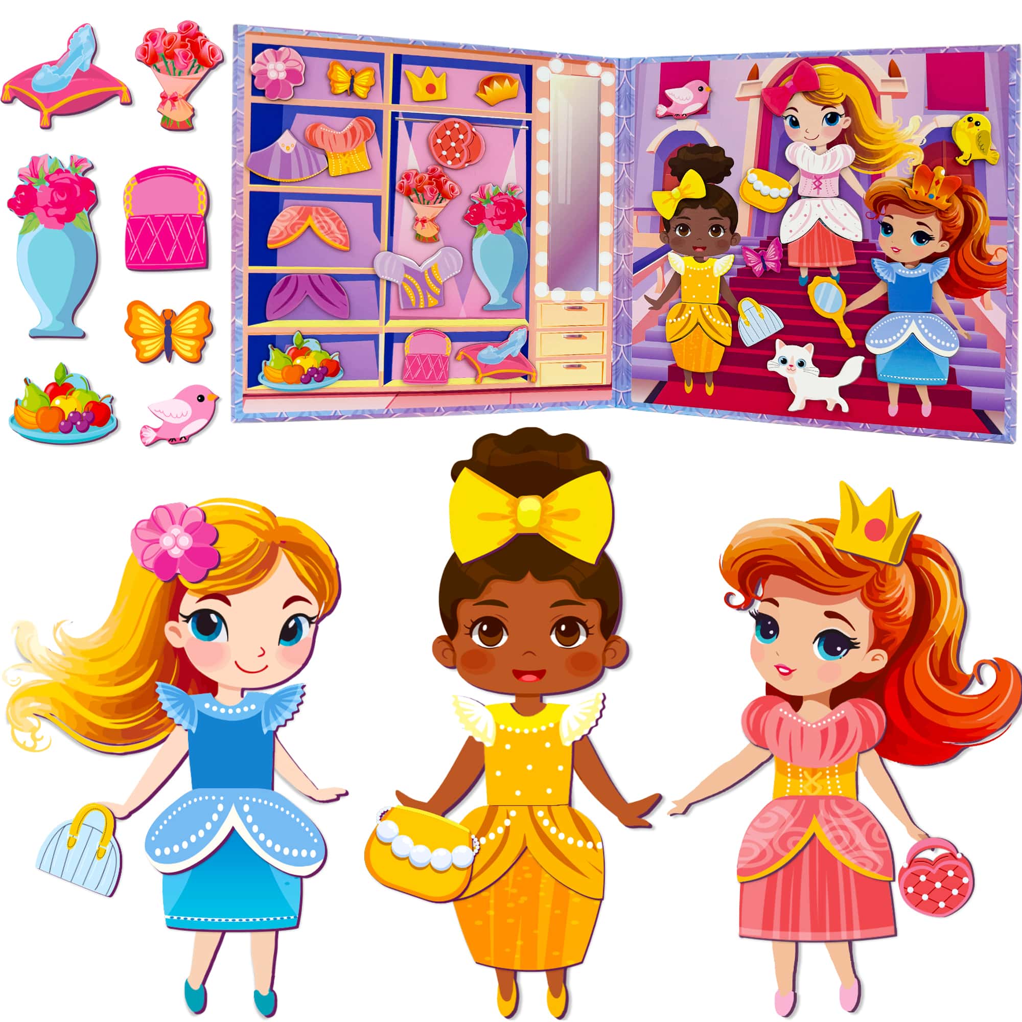 Quokka Magnetic Dress-Up Dolls for Girls Boys with 35 Magnetic Pieces for Kids 3-5 - Princess Quokka Magnetic Dress-Up Dolls for Girls Boys with 35 Magnetic Pieces for Kids 3-5 - Princess