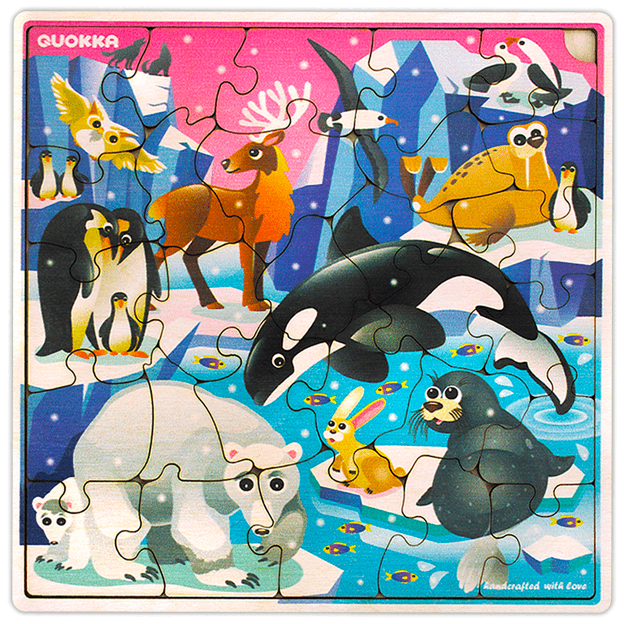QUOKKA 28 Pieces Wooden Puzzles Polar Animal