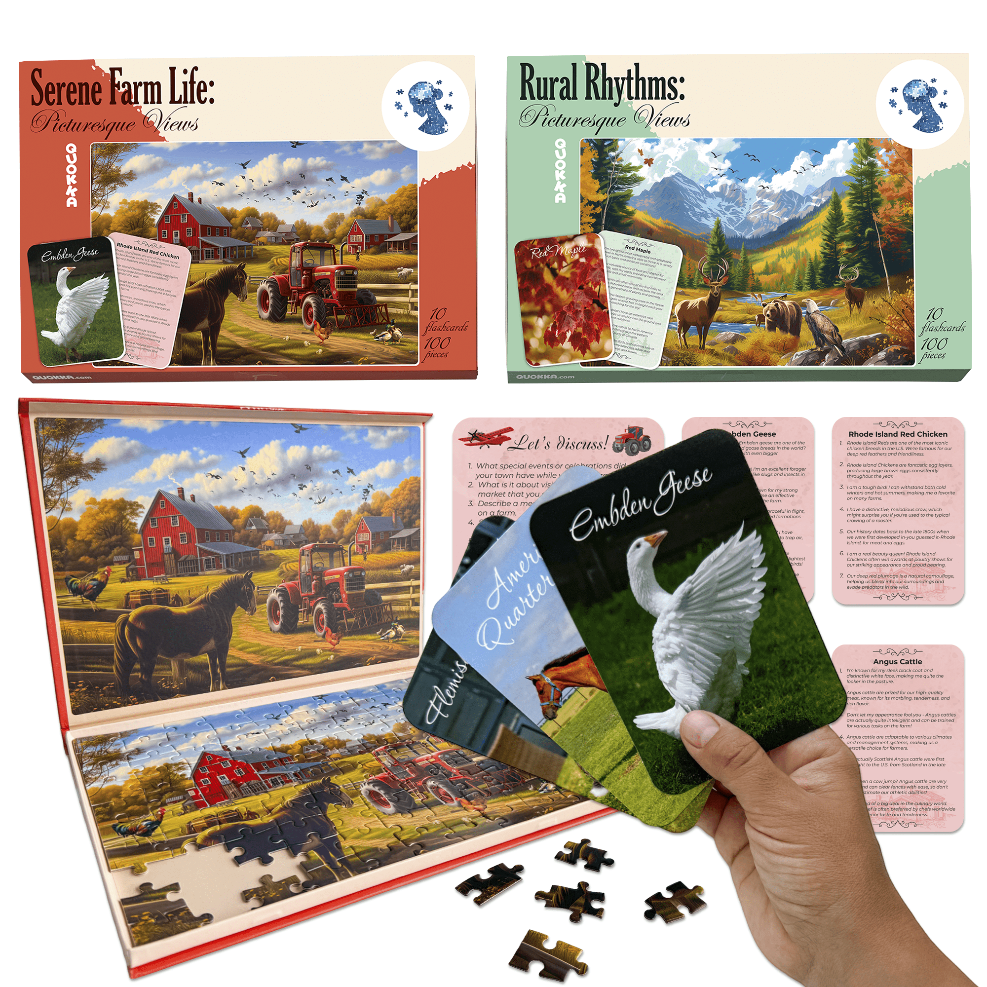 QUOKKA 100-Piece Dementia Puzzles For Seniors - Large Piece Cognitive Games With Animal Themes