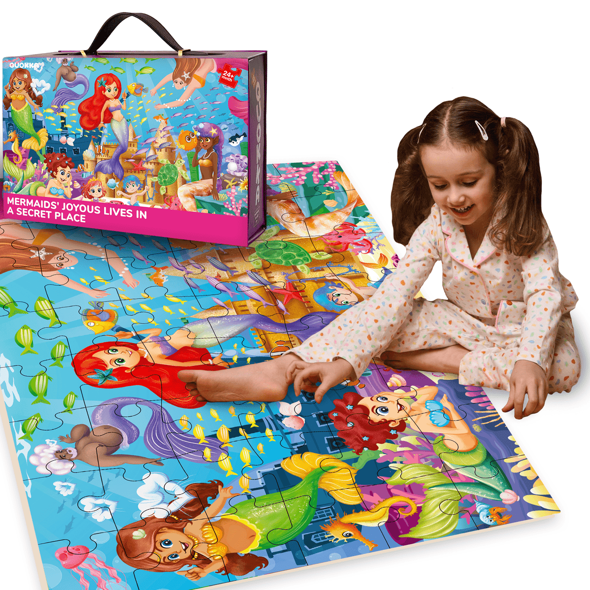 QUOKKA 2x3 FT Giant Floor Puzzles for Kids Ages 4-6 | Mermaids