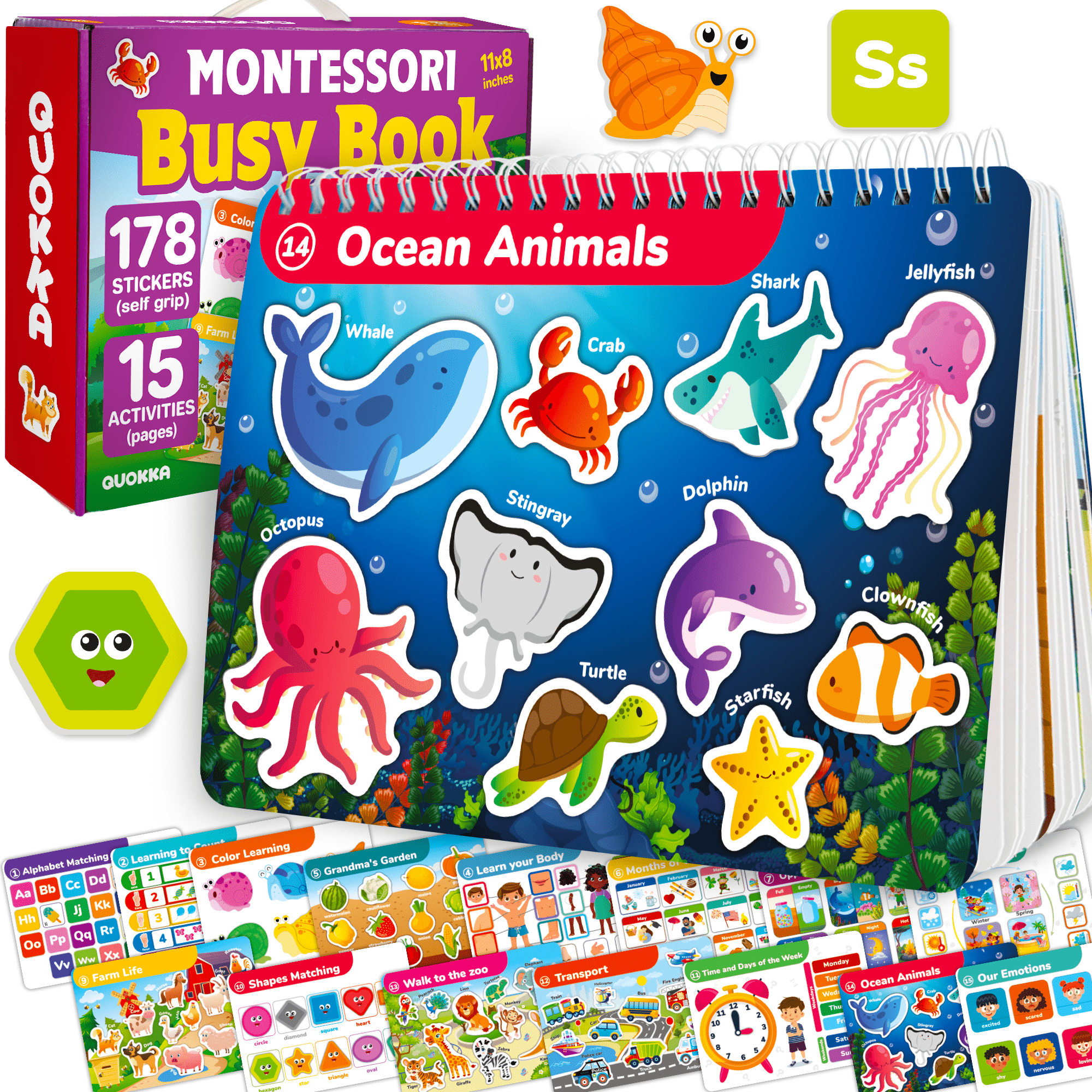 QUOKKA Montessori Busy Book Toddler Activity Book with Interactive Pages