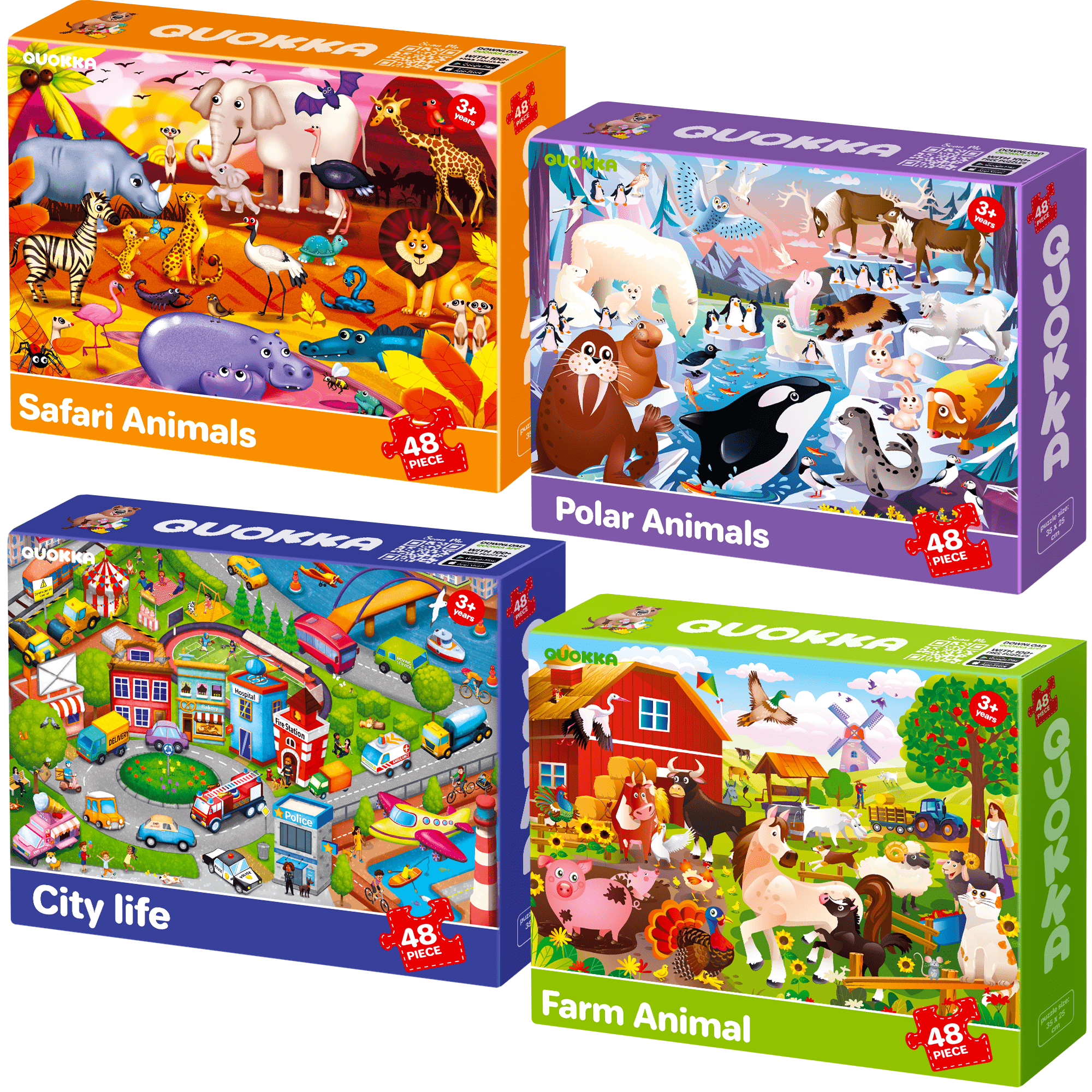 nolu⭐︎ Jigsaw Puzzles for Kids 48 Pcs Farm, Polar & Safari Animals - Quokka
