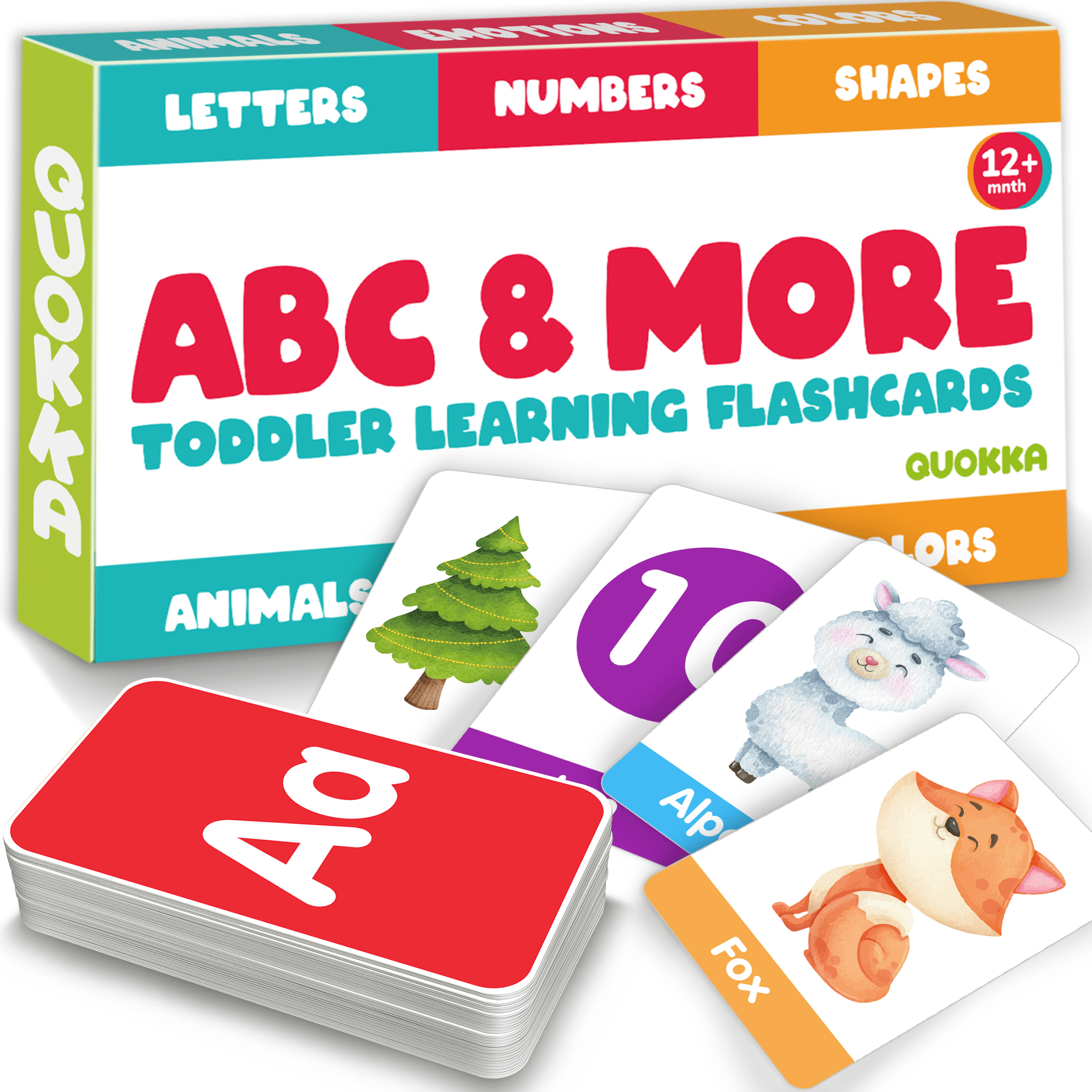 QUOKKA 60 Learning Flash Cards for Toddlers | ABC, Numbers & Animals by Quokka