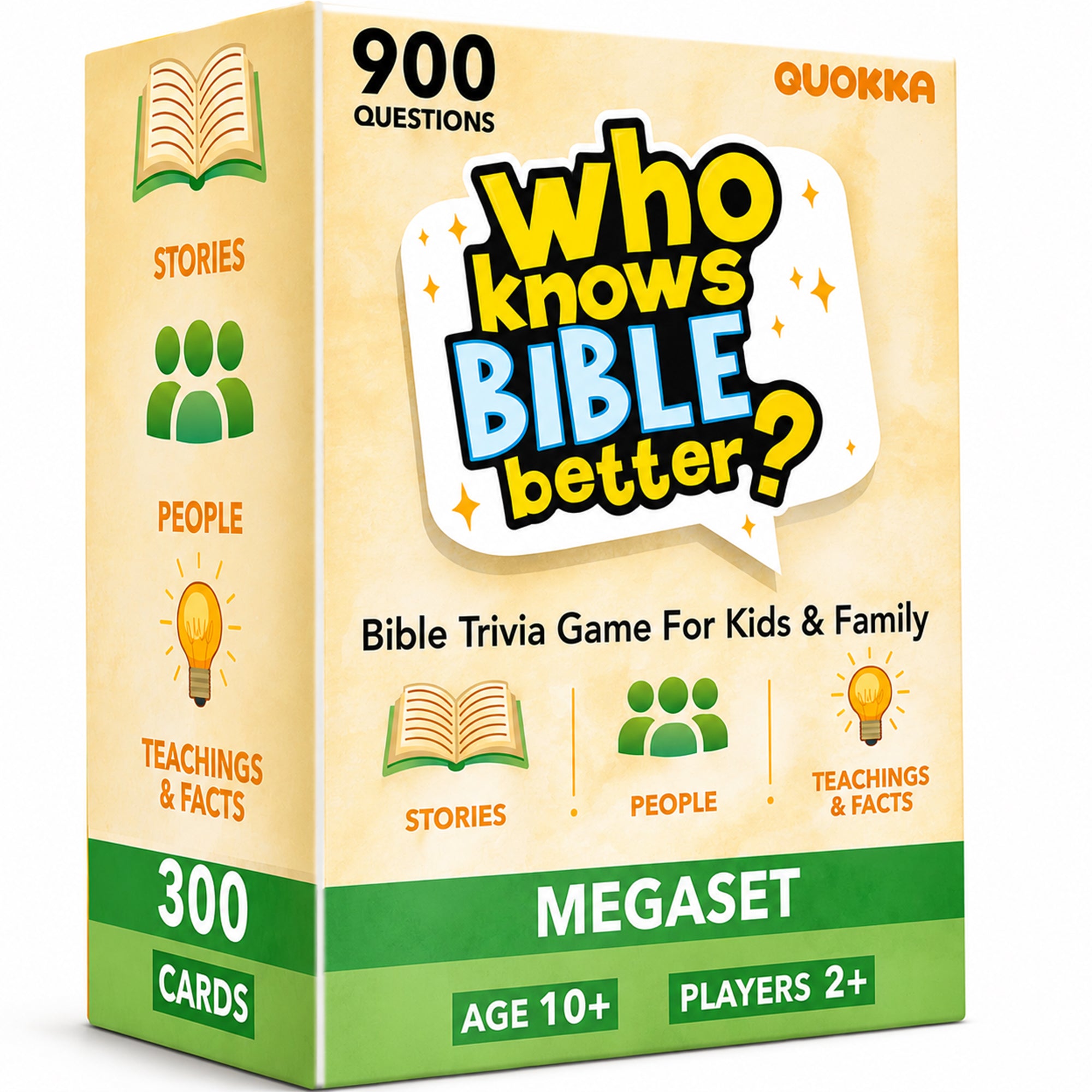 Trivia Card Game - Who Knows Bible Better? 3 Set for Family