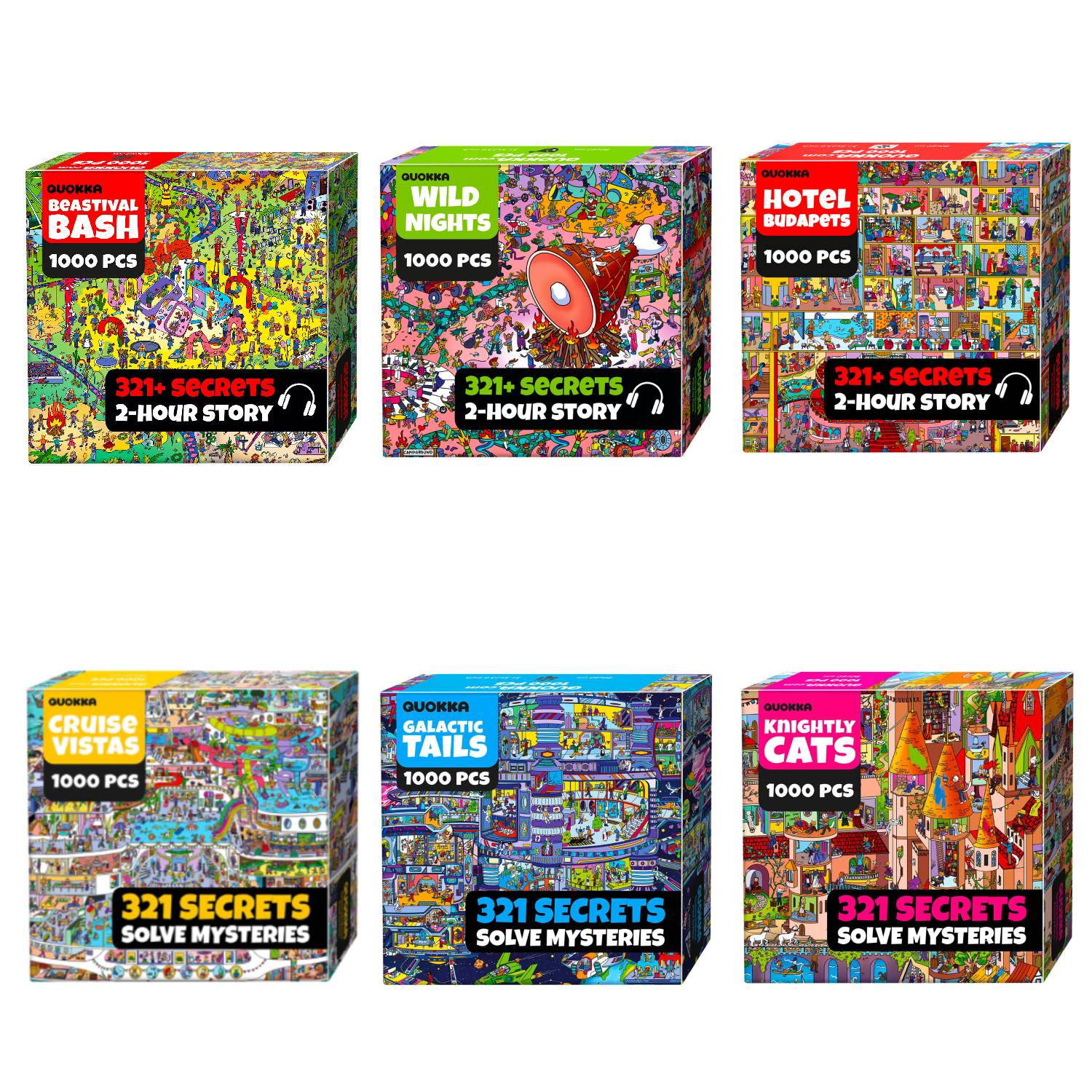 Bundle Set 6x1000 Piece Puzzle for Adults with Hidden Secrets