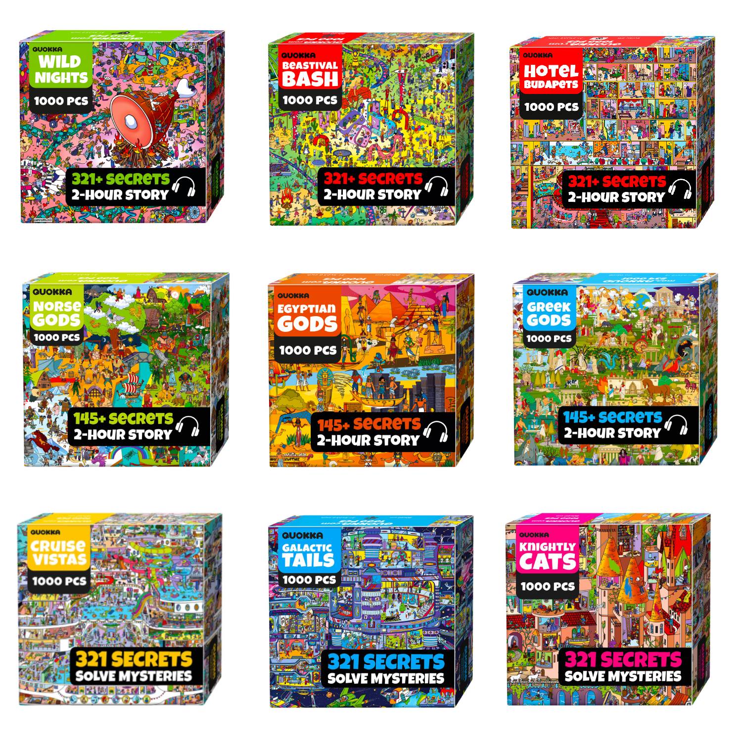 Bundle Set 9x1000 Piece Puzzle for Adults with Extra Fun Challenges