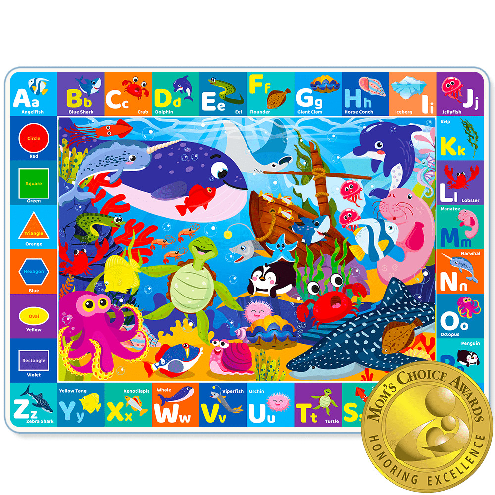 QUOKKA Large Baby Play Mat for Floor | Ocean ABC Rug for Kids Toddlers