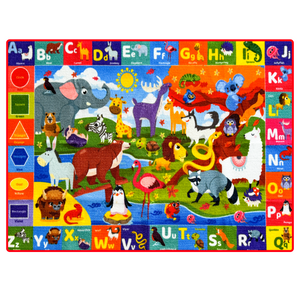 QUOKKA Classroom Rug for Kids | 78x59 ABC Rugs for Playroom | Alphabet Learning Area Animals Rug for Bedroom