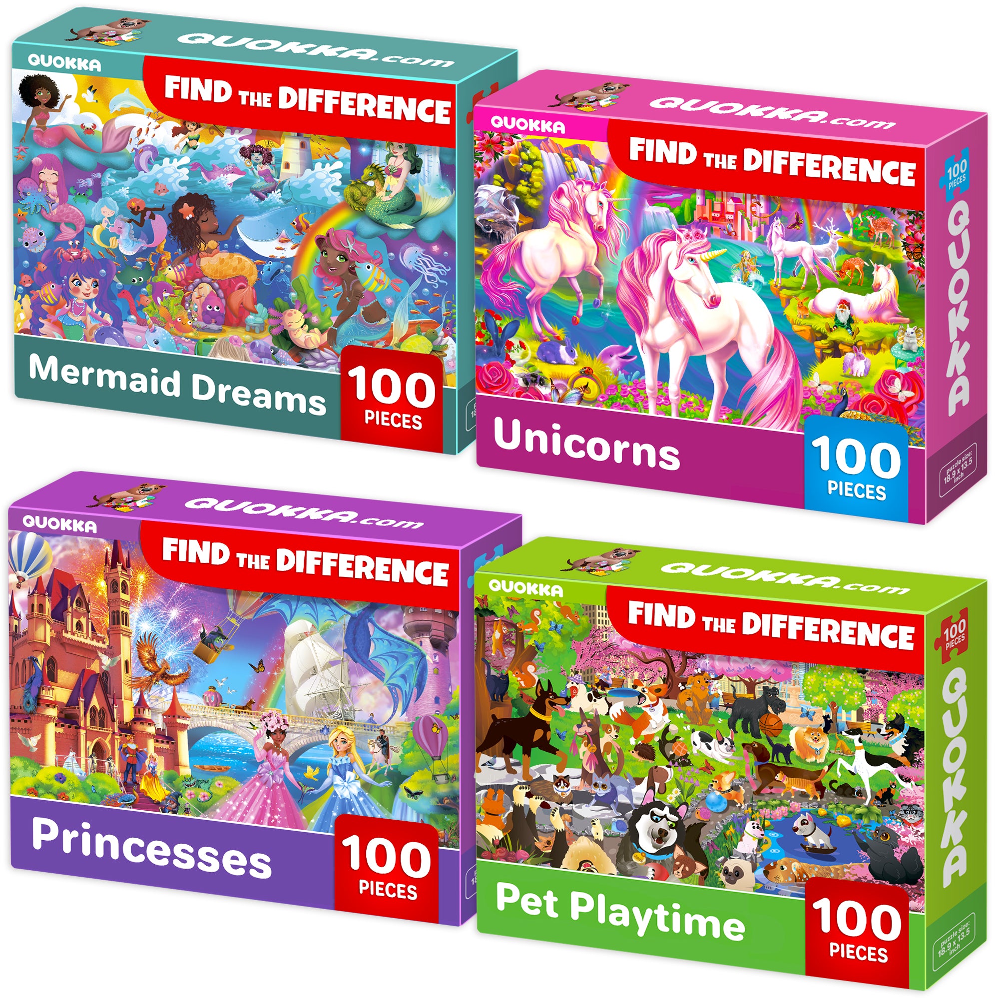 100 Pcs Floor Puzzles for Kids | Unicorns, Princess & Mermaids