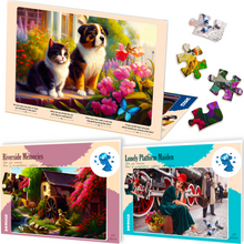 Load image into Gallery viewer, QUOKKA 63 Piece Dementia Puzzles for Elderly | 3 Alzheimers Jigsaw Puzzle Games for Adults with Riverside, Cats, and Platform
