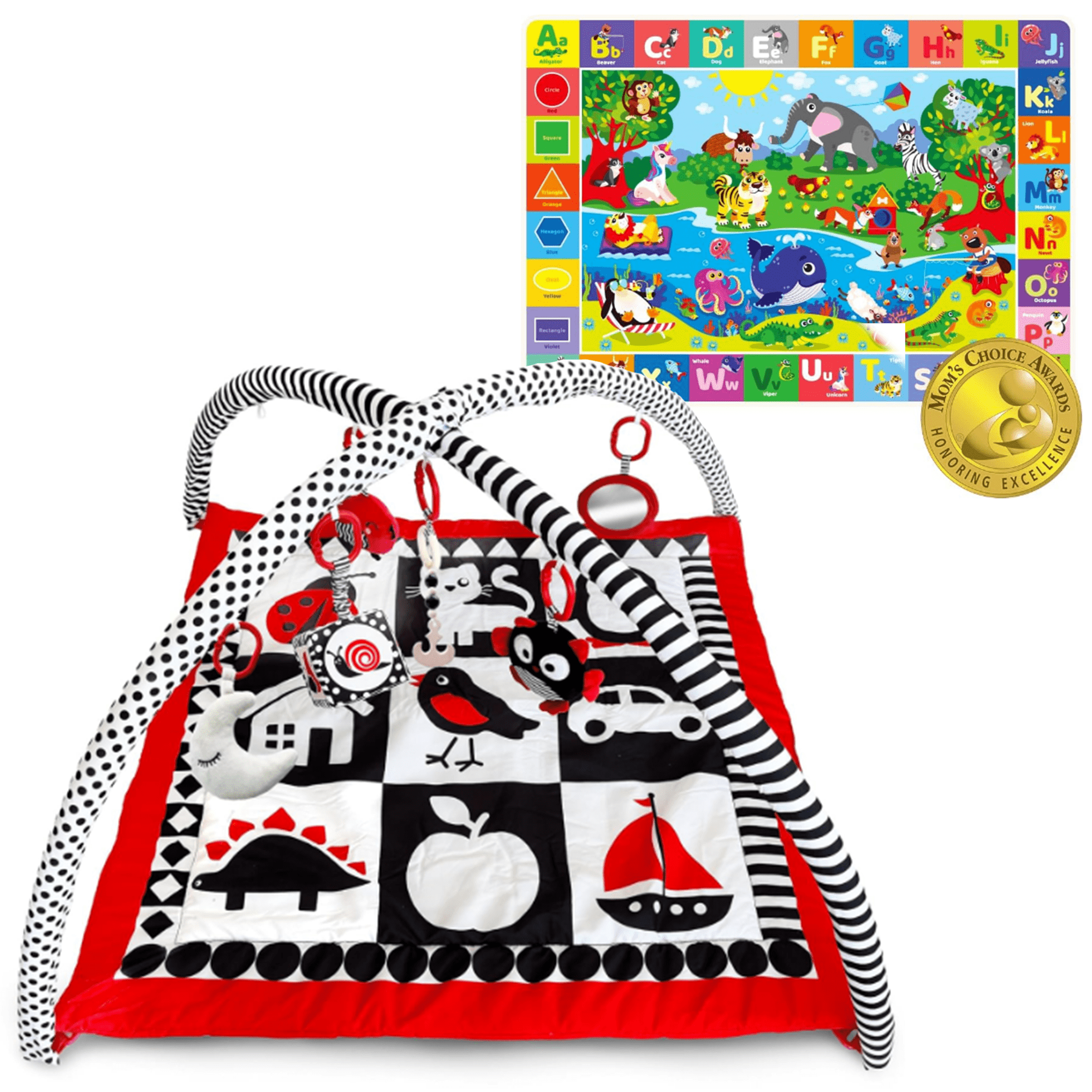 QUOKKA Set Baby Play Mat for Floor Animals, Contrast Square