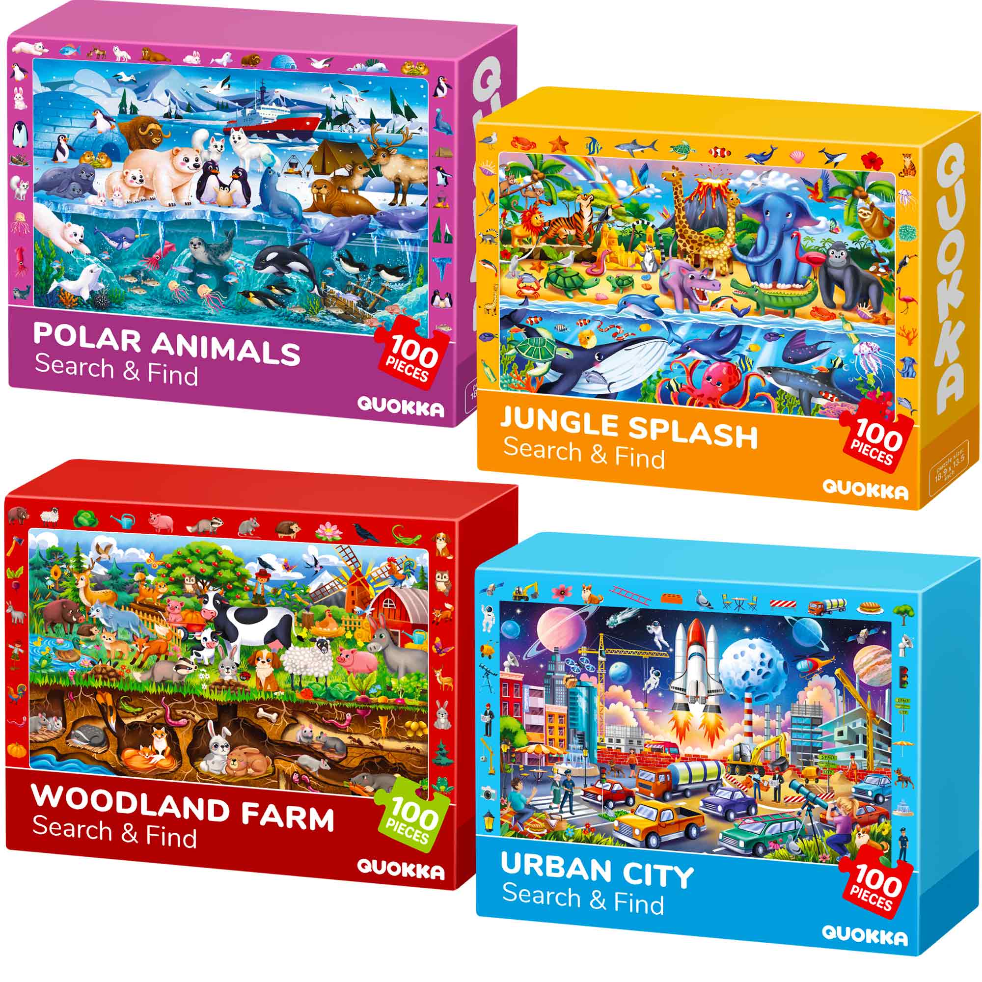 100 Piece Search & Find Puzzles for Kids City and Animals