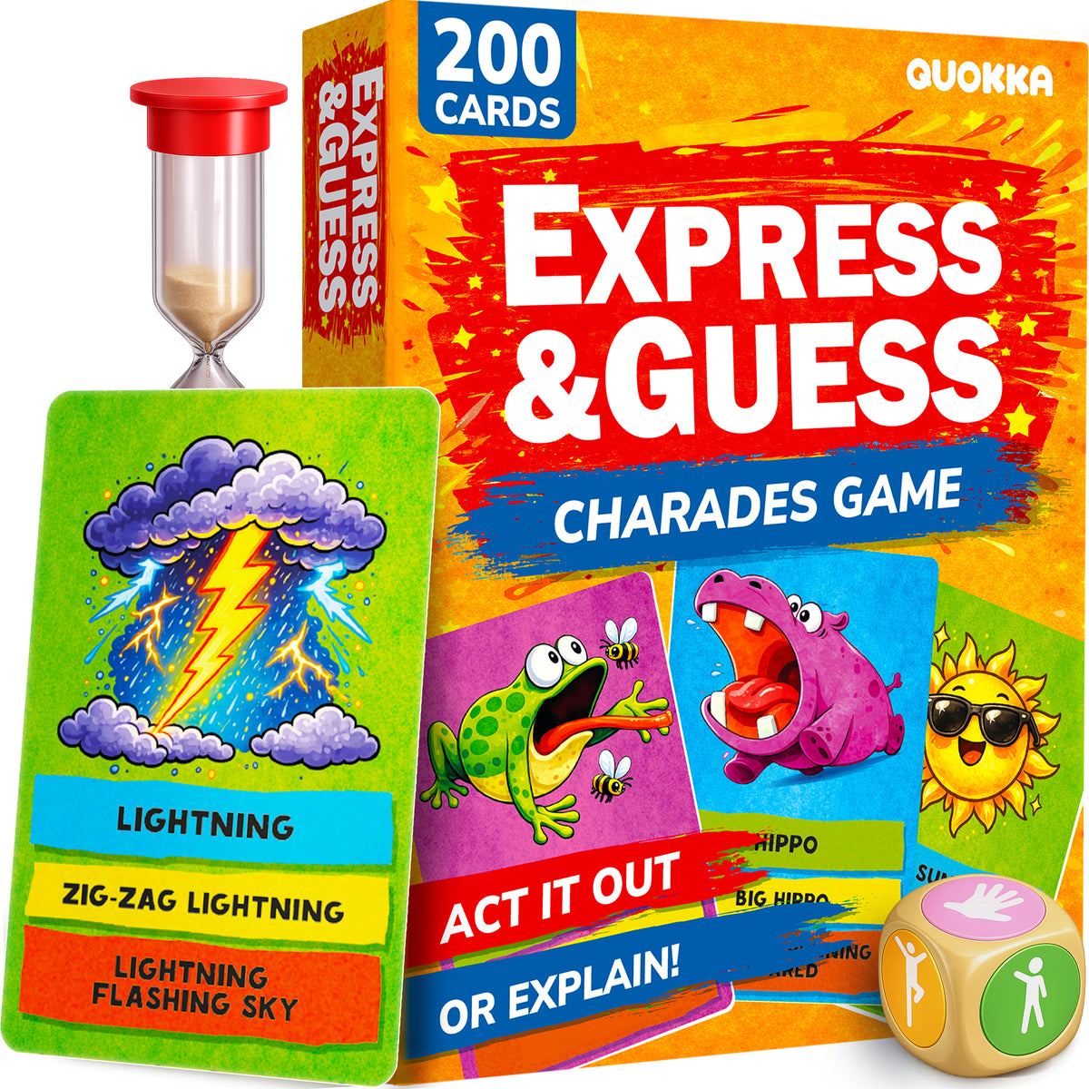 Express & Guess Charades for Kids - 200 Acting & Explaining Cards
