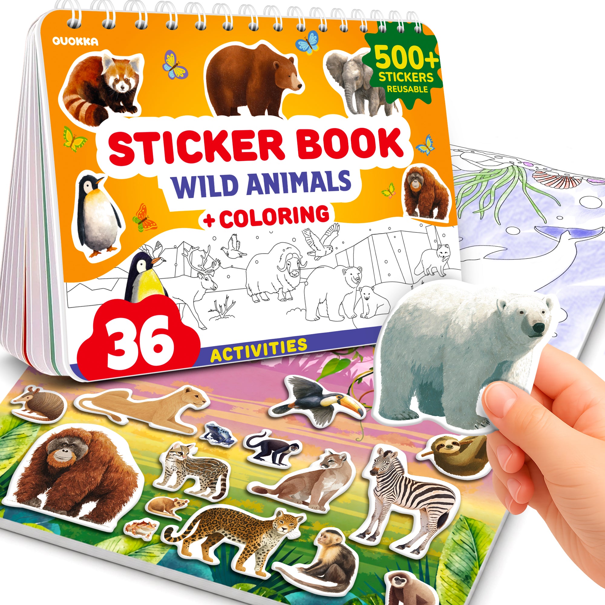 Sticker Book for Kids Realistic Animals - Draw & Stick Creative Workbook