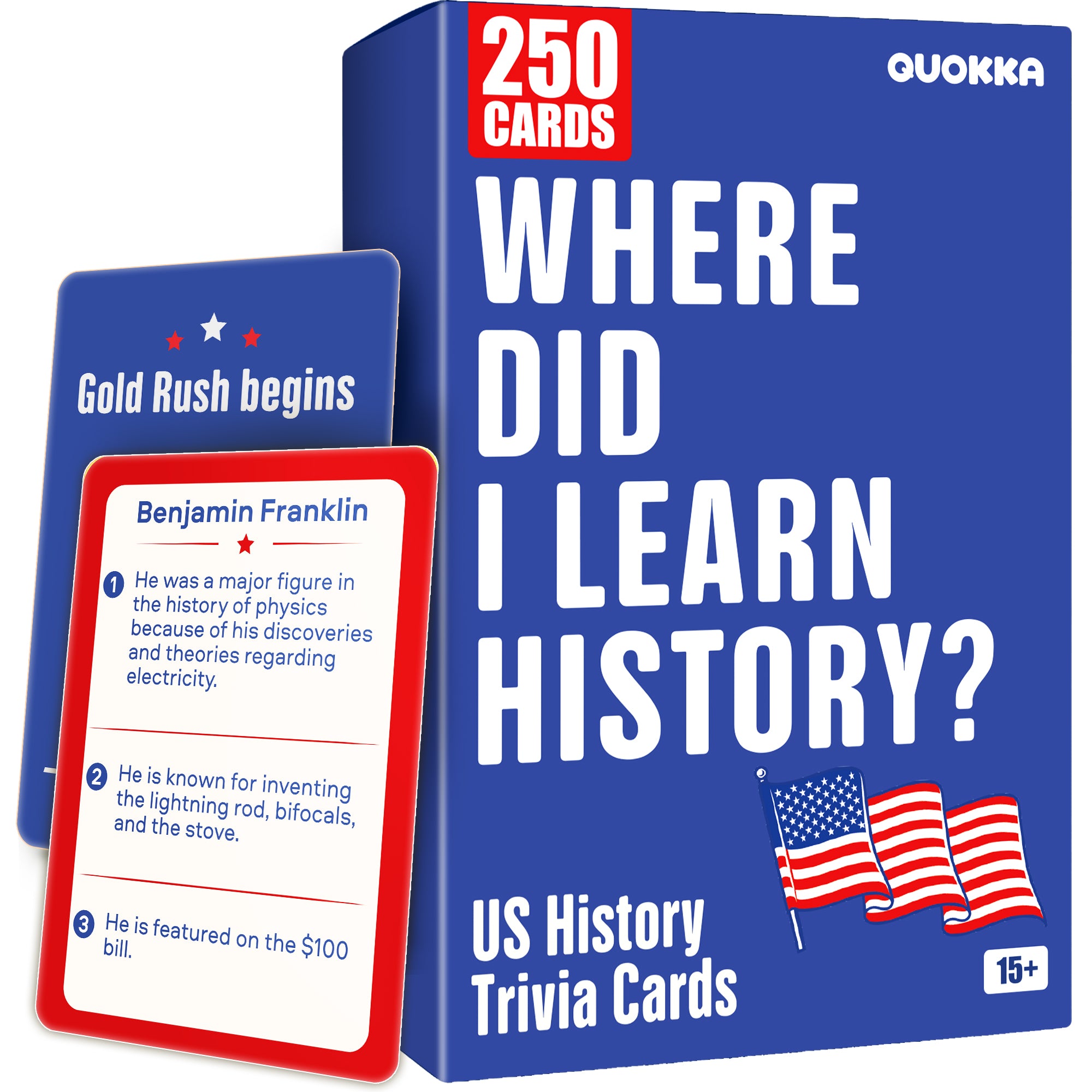 U.S. History Trivia Game with 250 Double-Sided Cards