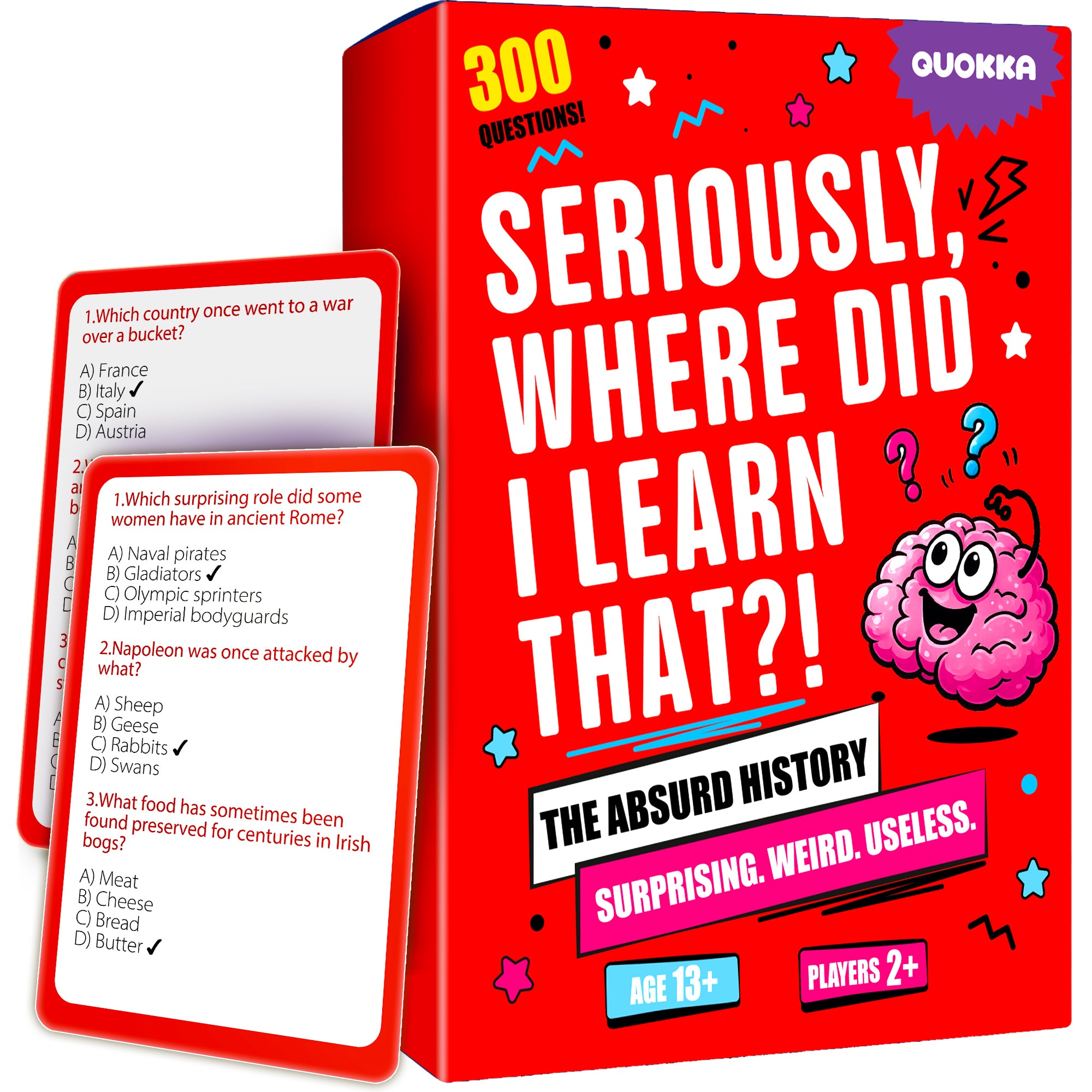 Trivia Card Games for Adults & Teens - 300 Questions on History Facts