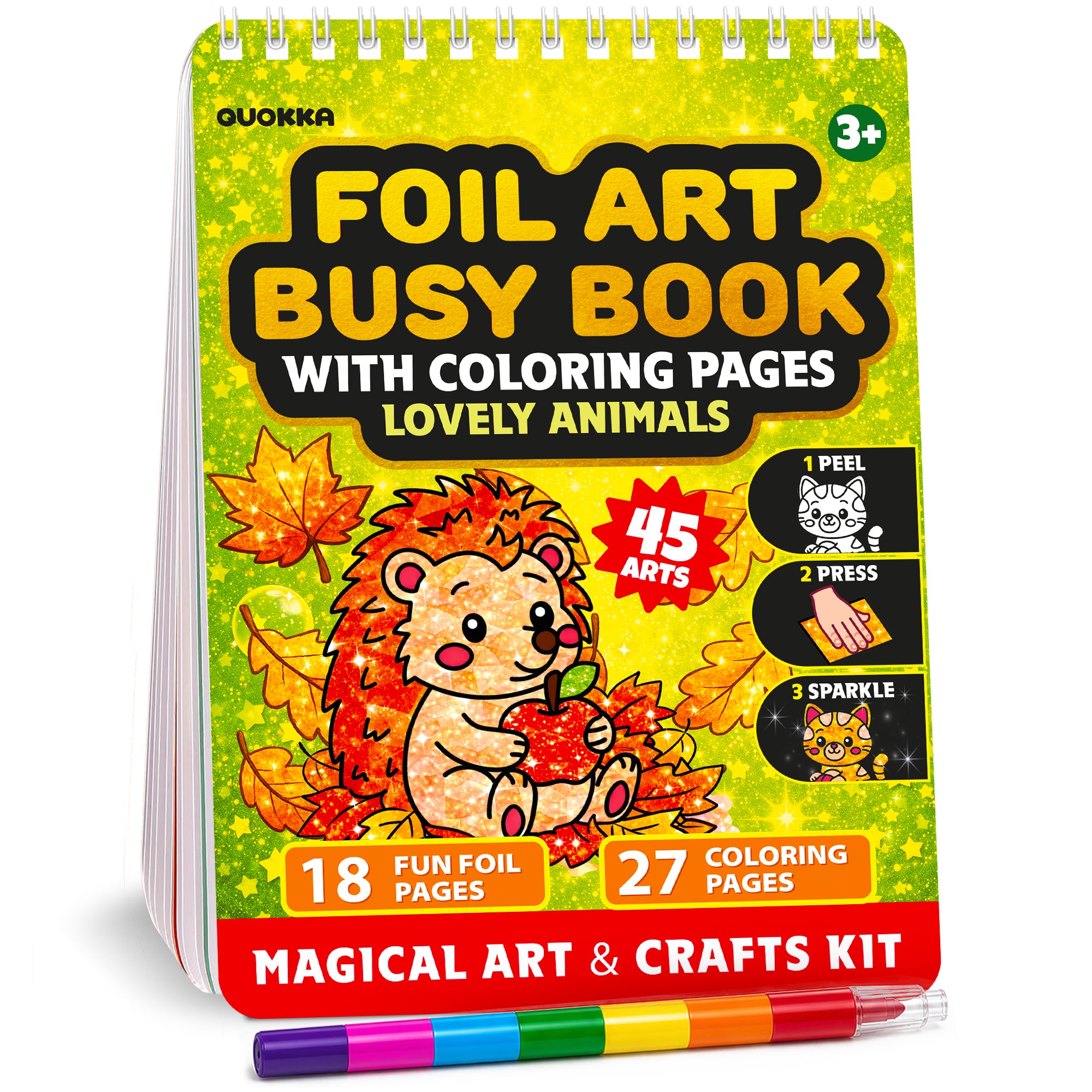 Foil Art Crafts Activity Book with Coloring Pages for Kids Animals