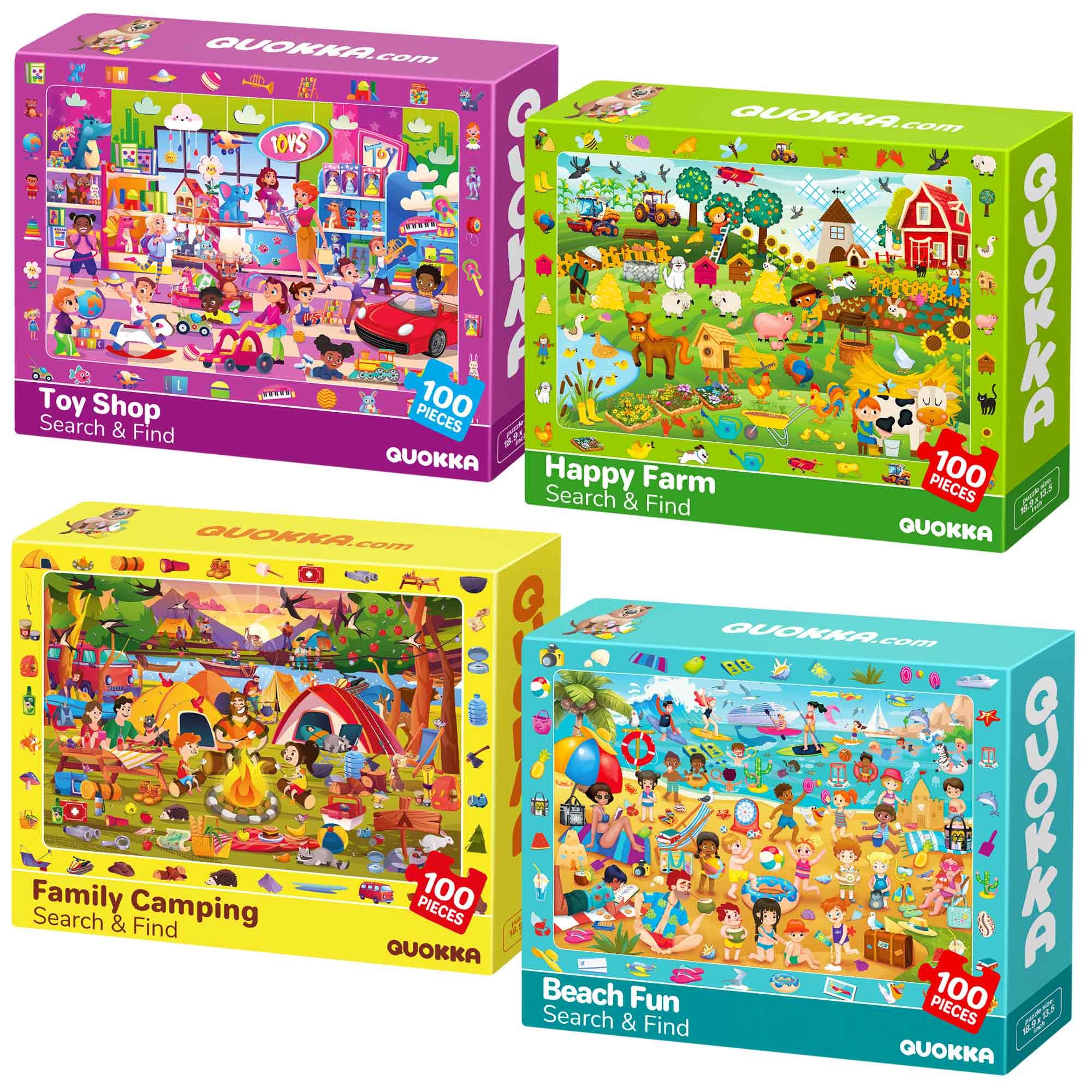100 Piece Search & Find Puzzles for Kids Toy Store, Camping