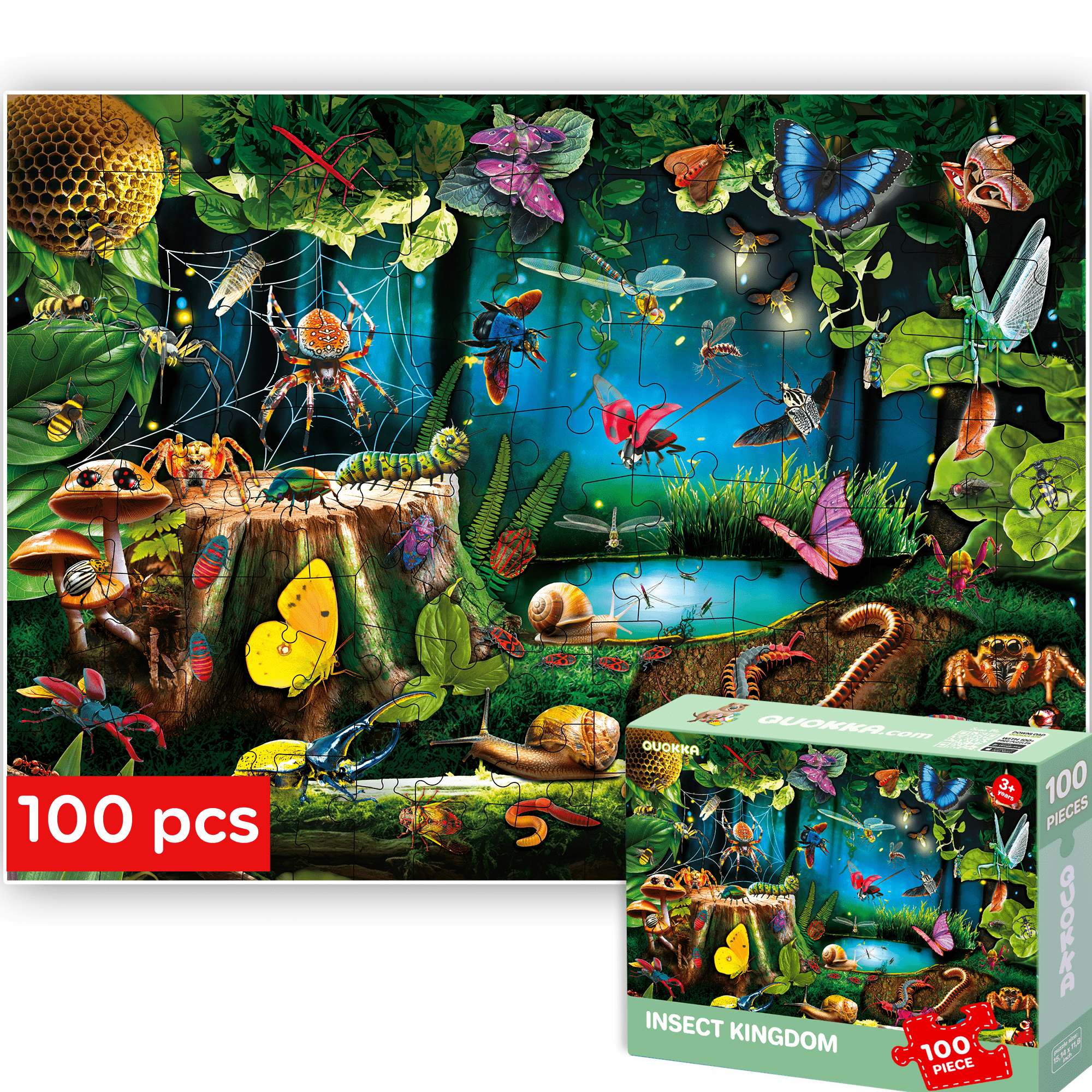 QUOKKA 100 Pcs Jigsaw Puzzles for Kids | Insect Kingdom