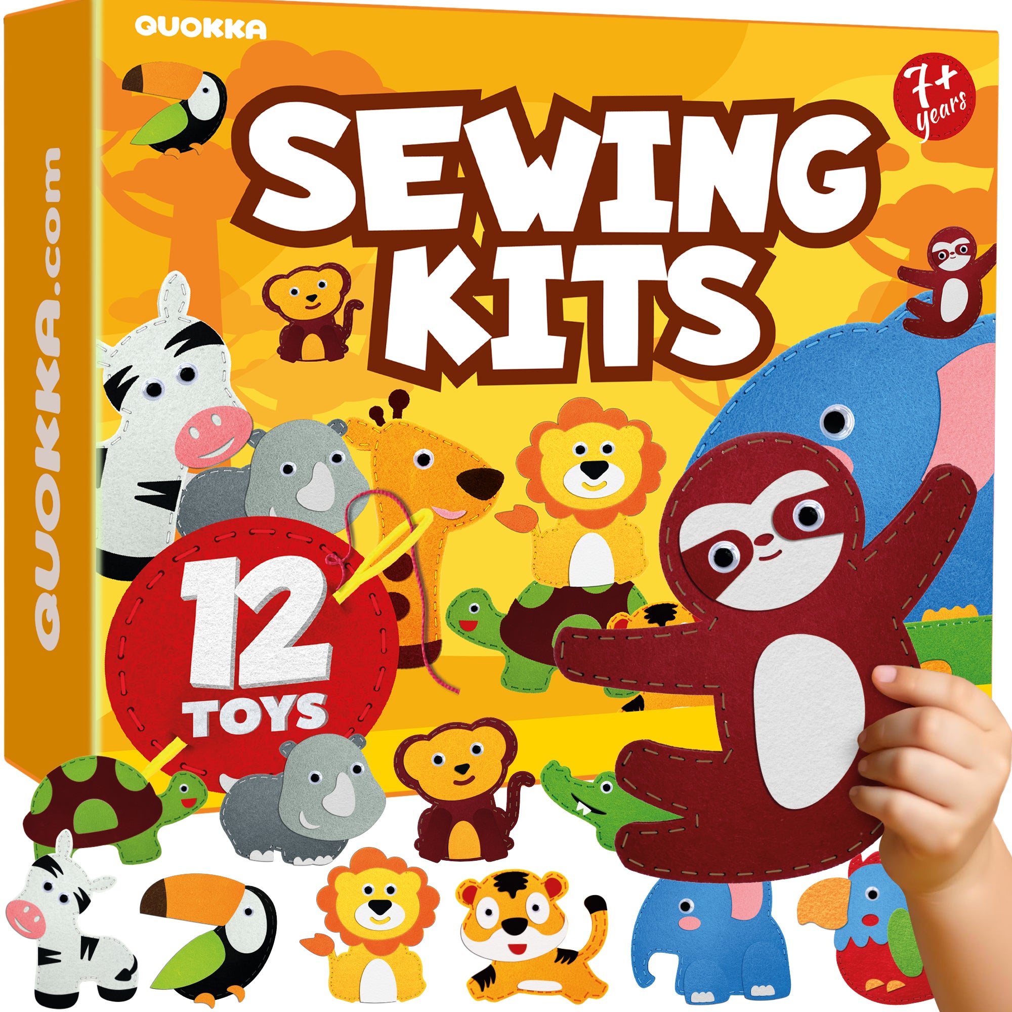 QUOKKA Craft Kits for Kids - 12 Wild Safari Sewing