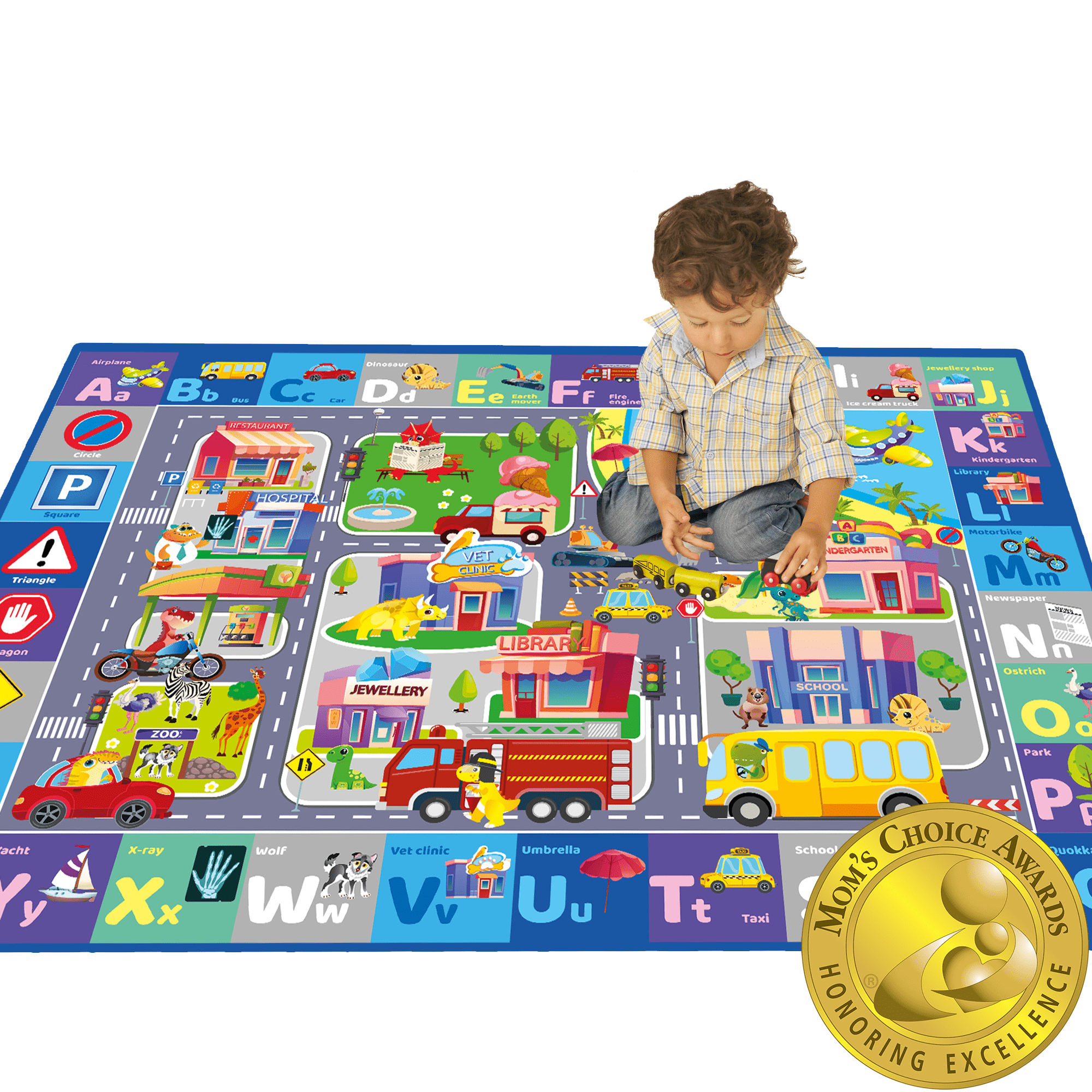 QUOKKA Floor Playmat | Super Soft Plush ABC Play Mat for Boys