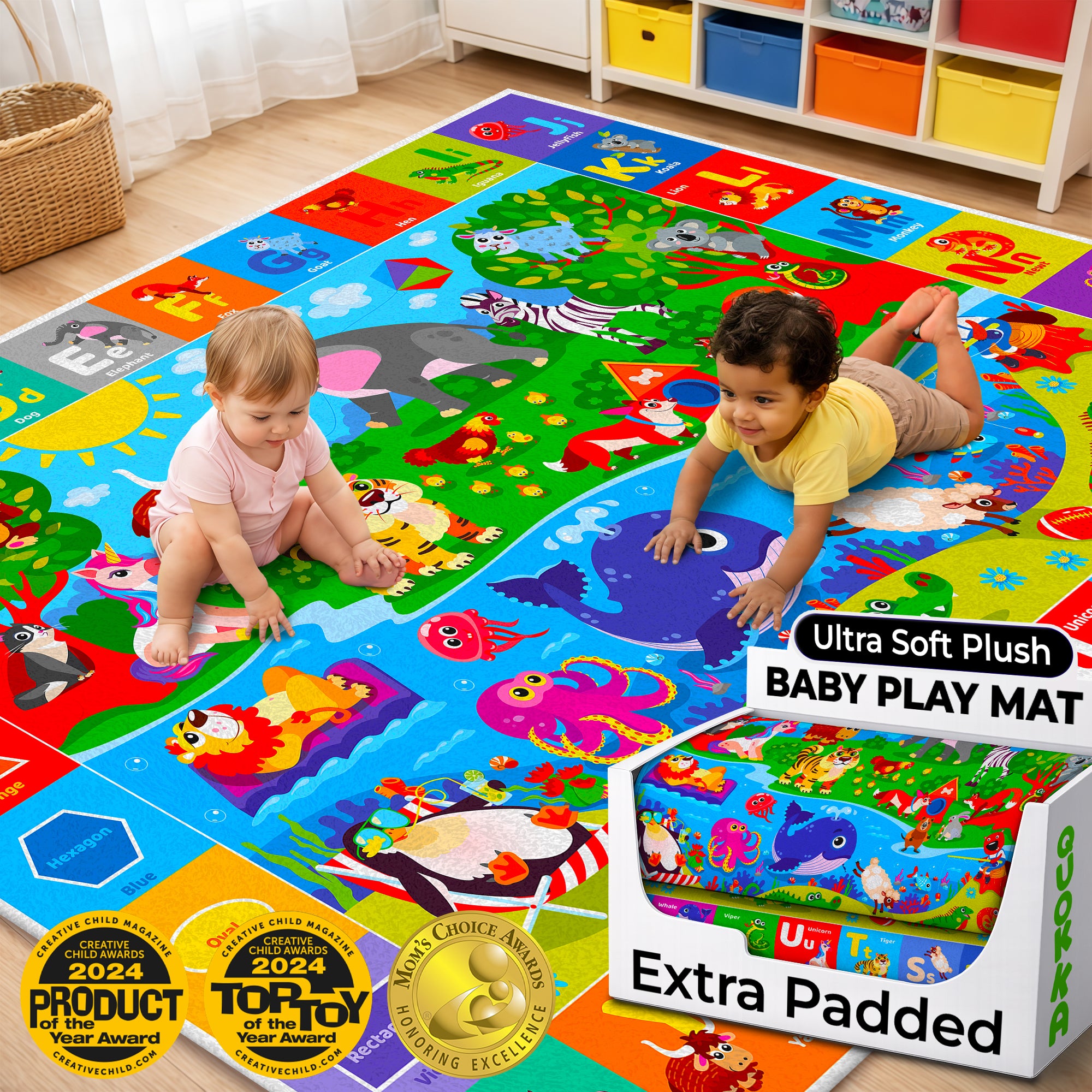 Baby Play Mat for Floor | Plush ABC Playmat for Toddlers