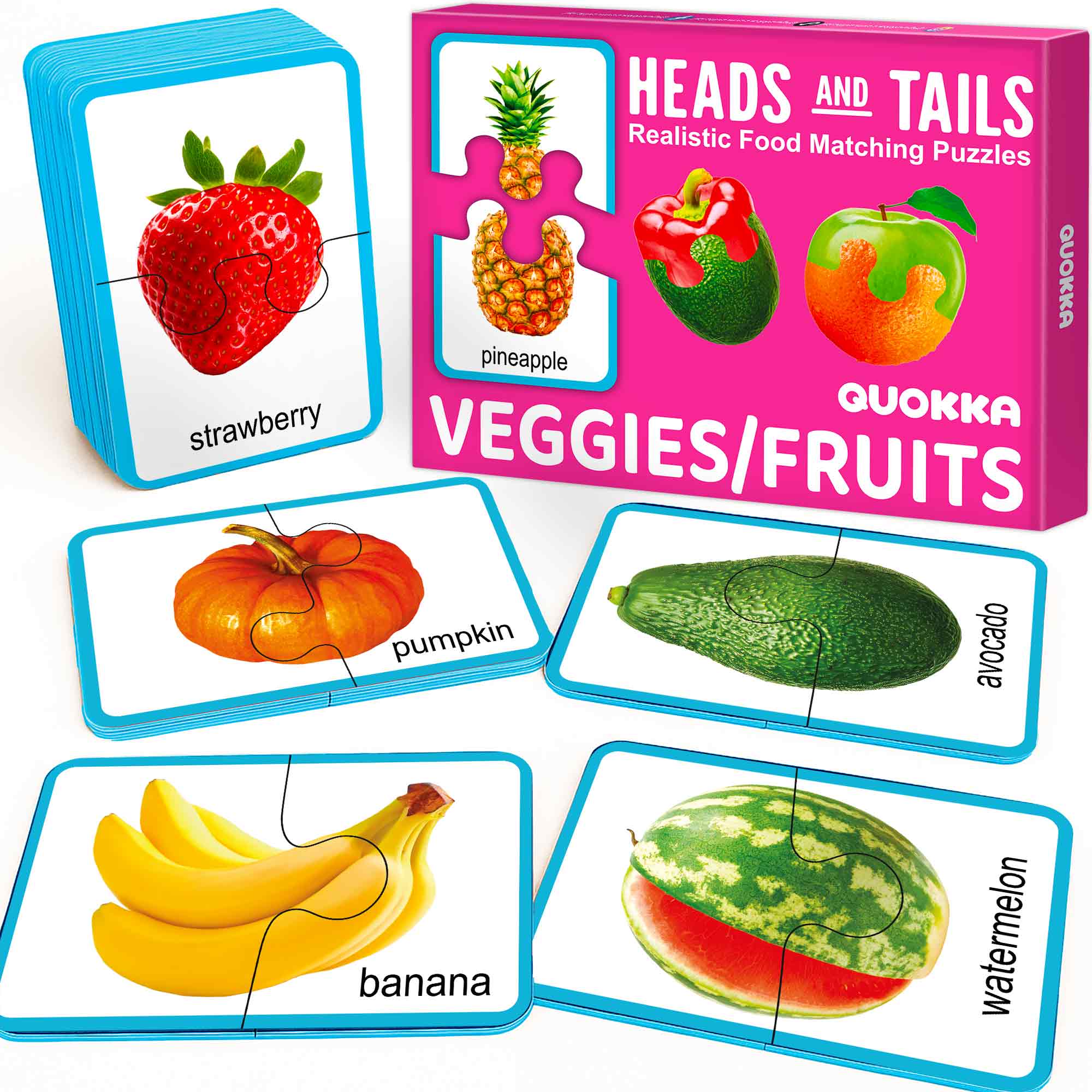 QUOKKA Matching Puzzle for Toddlers - 16 Realistic Pairs Fruits