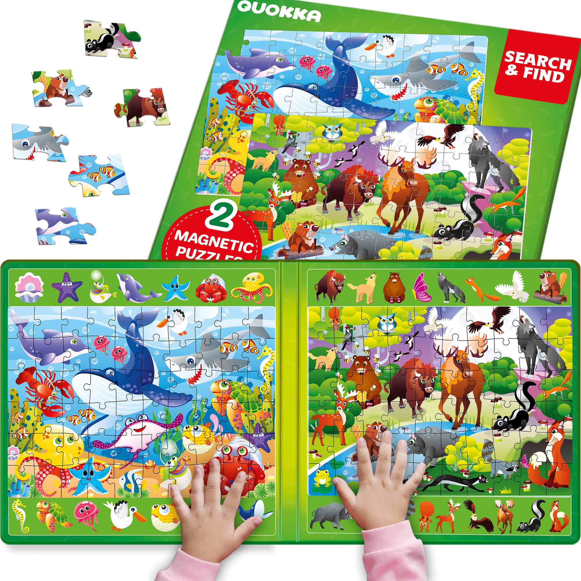 Magnetic Puzzle 2x60 Pcs Puzzles for Kids - Ocean & Forest