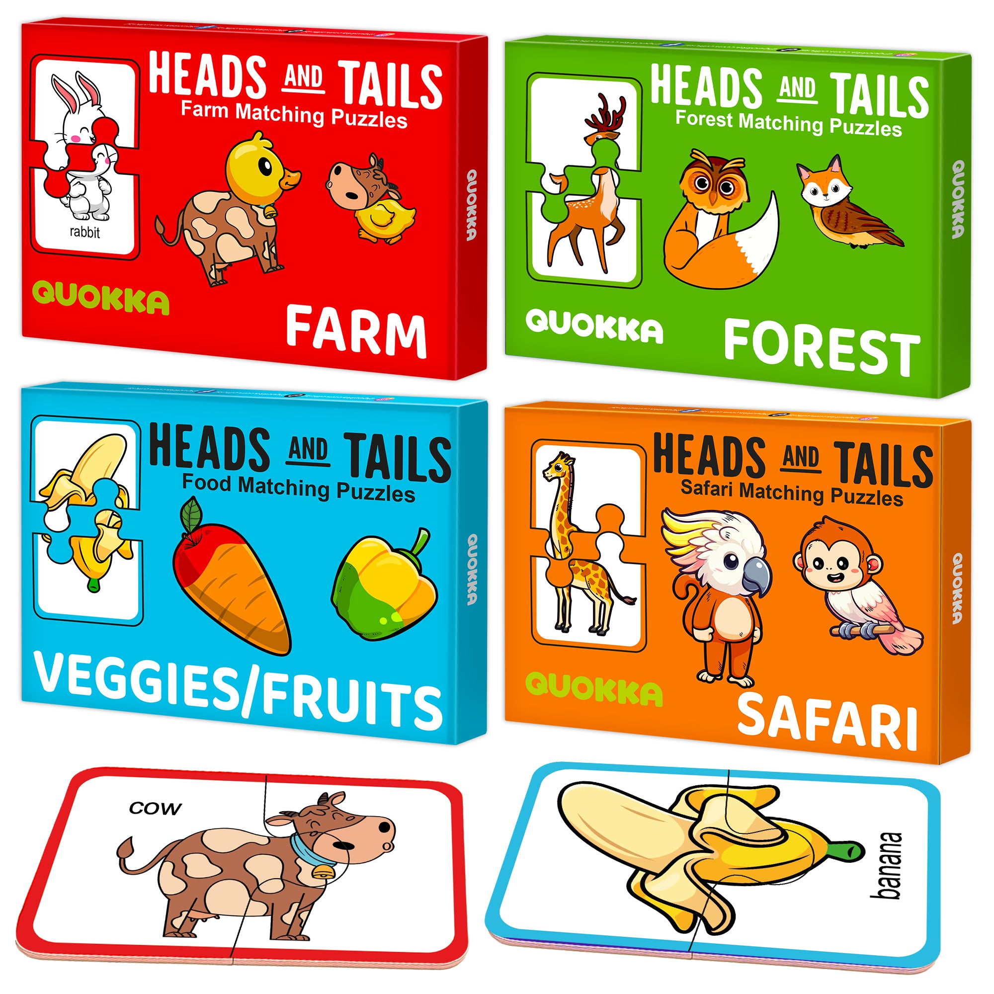 4 Set Matching Puzzle for Toddlers - Animals & Fruit