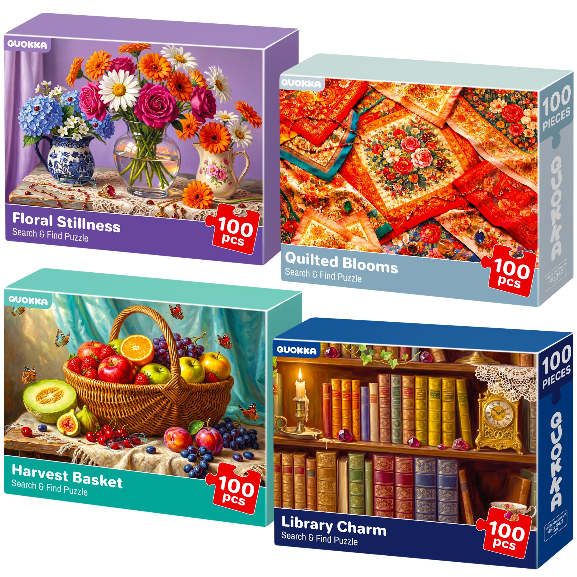 100 Pcs Search & Find Dementia Puzzles for Elderly - Still Lifes