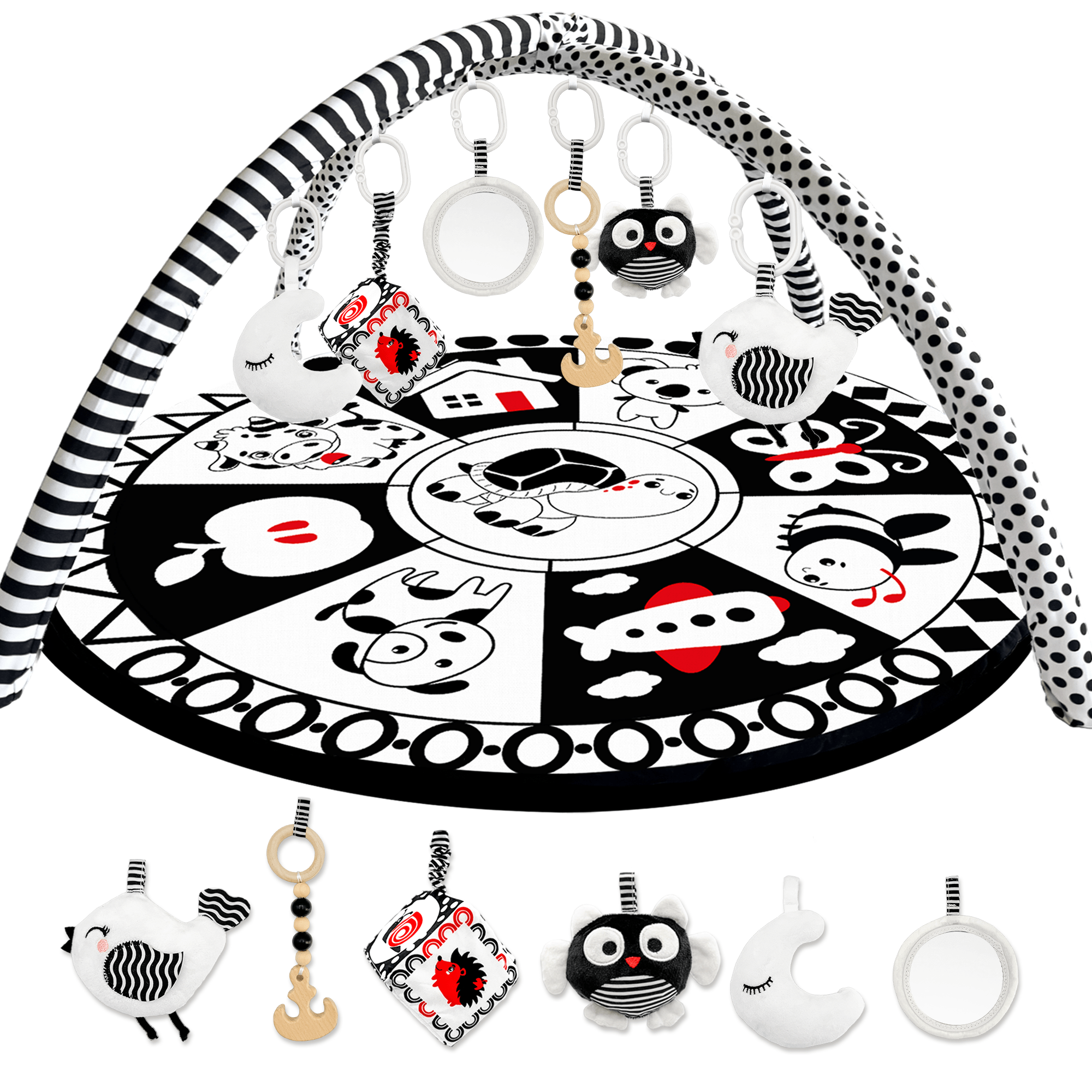 QUOKKA Floor Round Playmat for Babies Super Soft Black White Play Mat