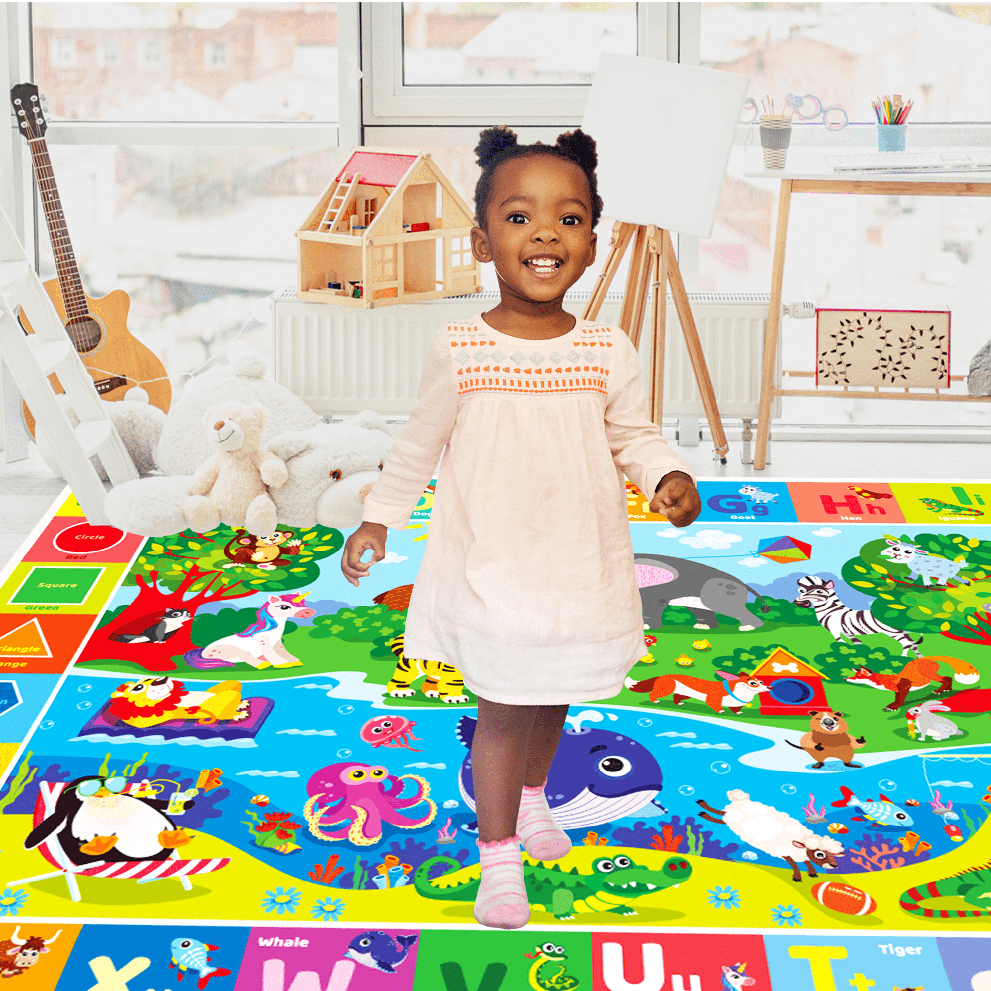 QUOKKA Giant Baby Play Mat for Floor | Plush ABC Playmat for Toddlers