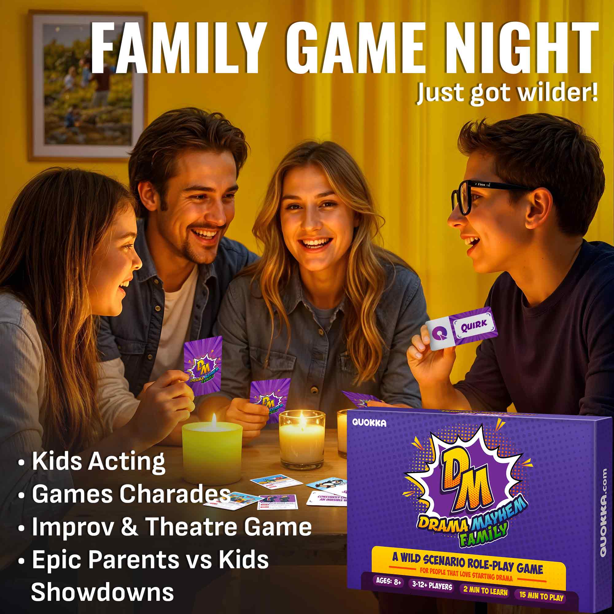 Kids Acting & Improv Game with 60 Scenario & Quirk Cards