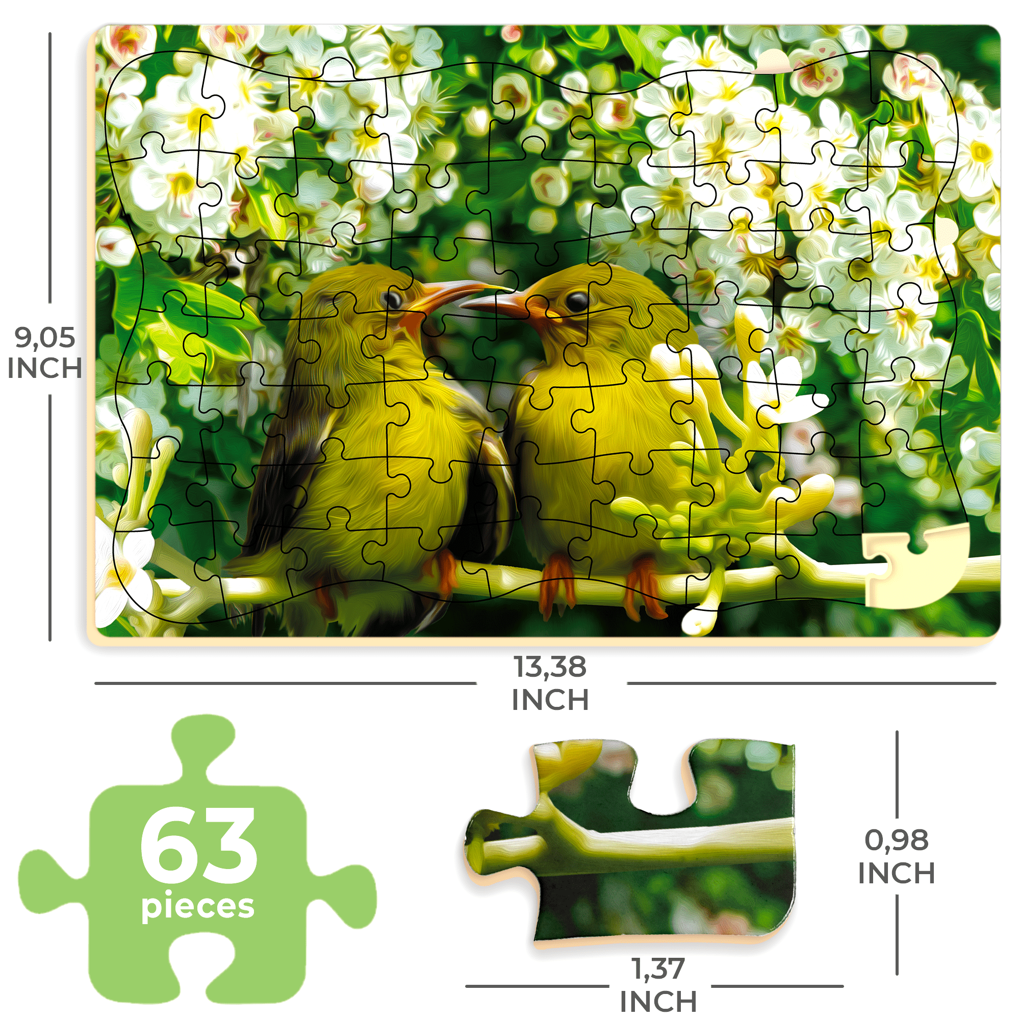 63 pieces Alzheimer Jigsaw Puzzle Games for Adults with Birds