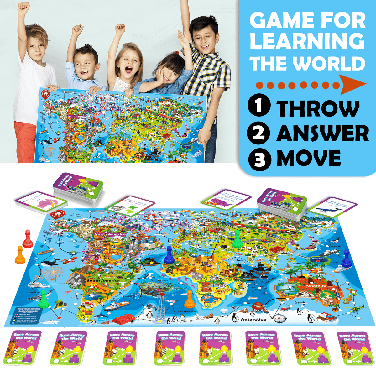 Jigsaw Puzzles Games for Kids 100 Pcs World Map & Space - Quokka