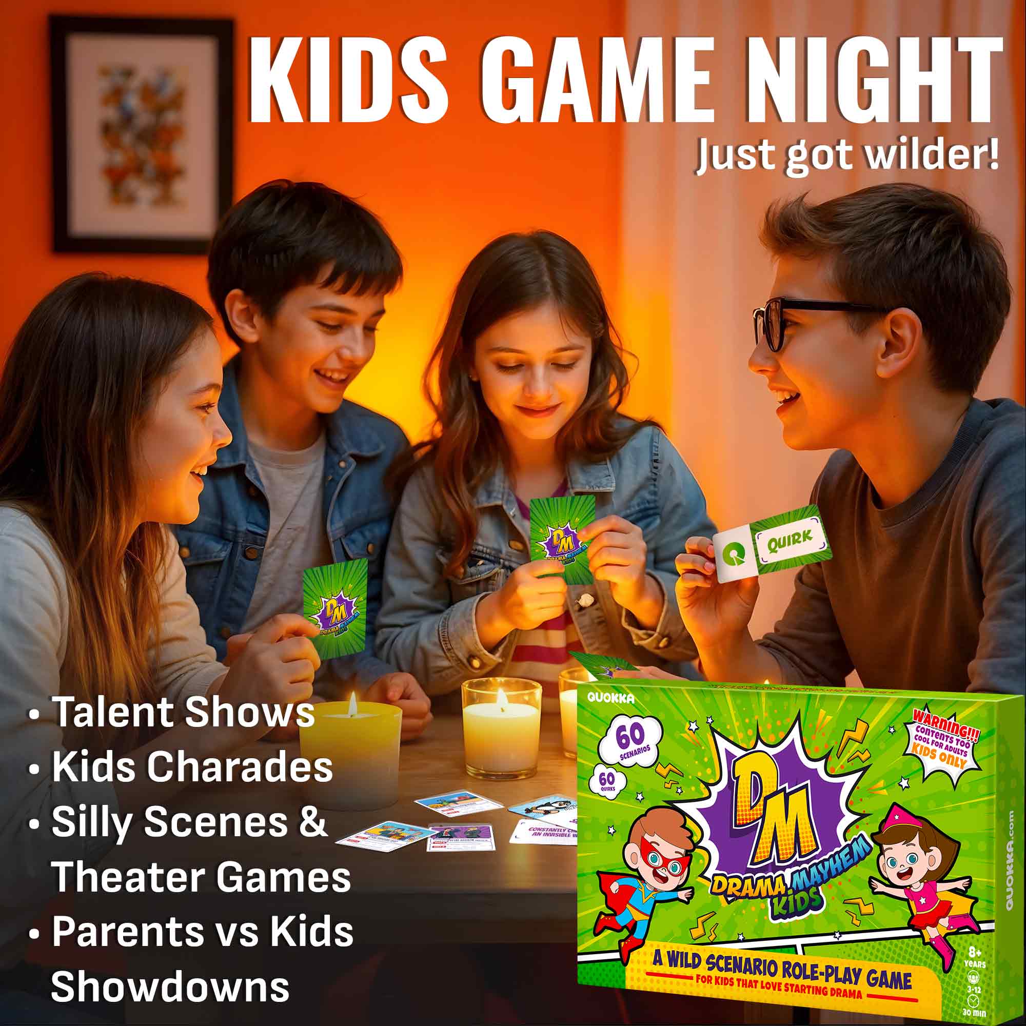 Acting & Improv Game with 120 Scenario & Quirk Cards