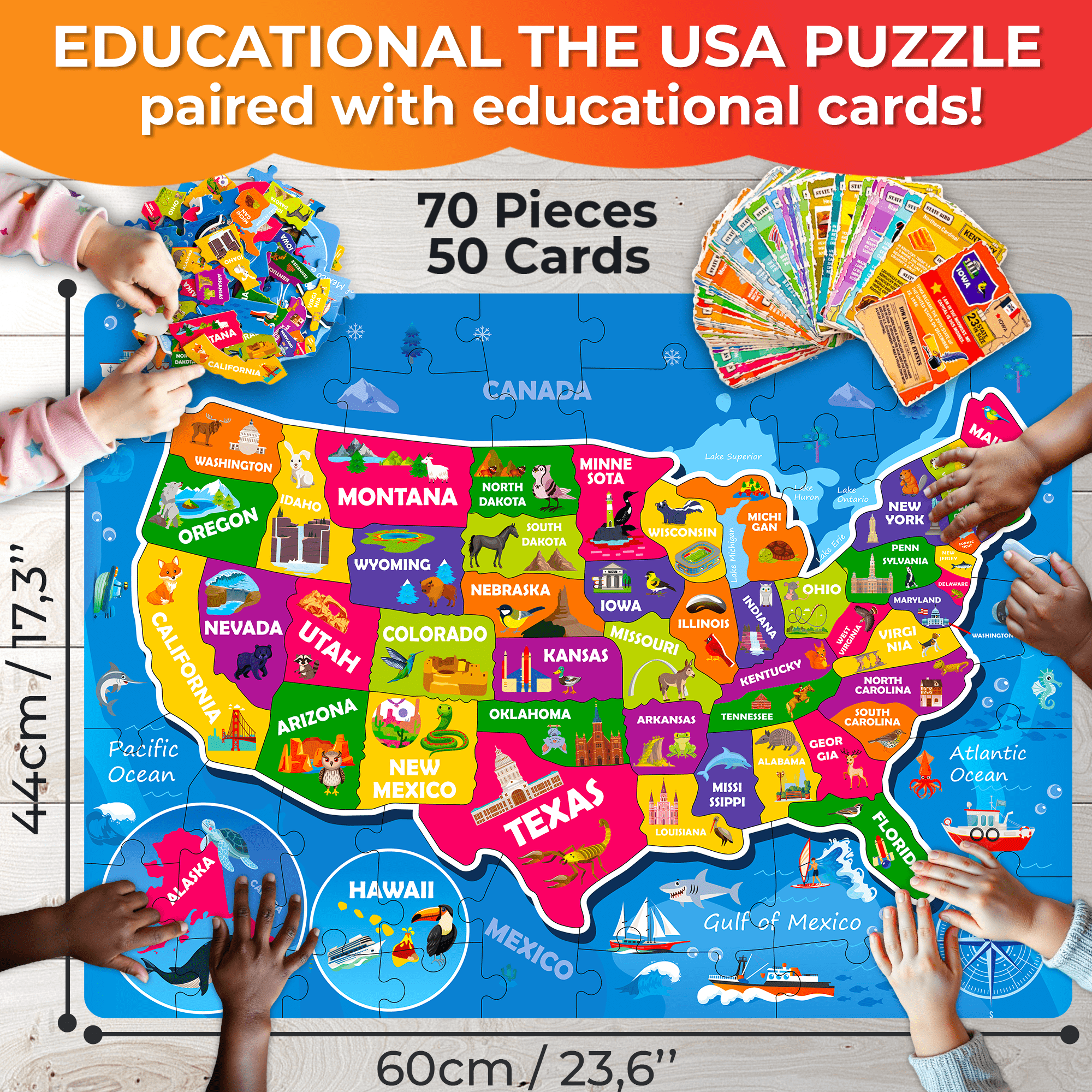 Jigsaw Puzzles 50 Cards For Kids | USA
