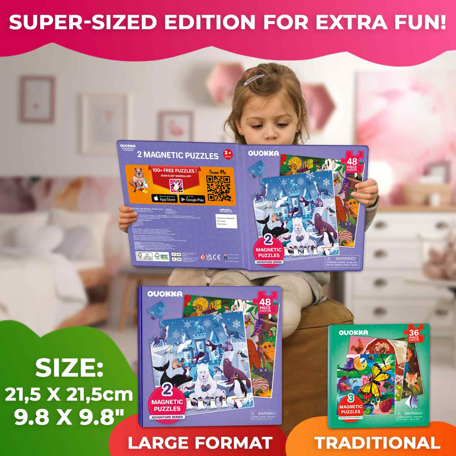 Magnetic Book 2x48 Piece Puzzles for Kids | Polar & Rainforest Animals
