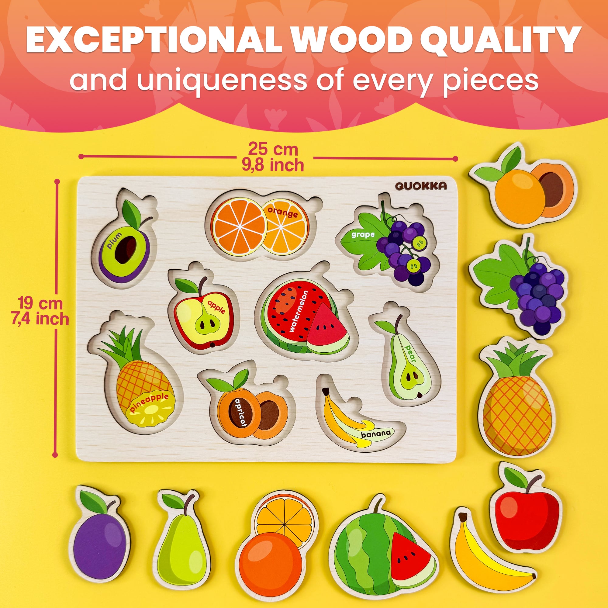 Wooden Puzzles for Toddlers | Fruit