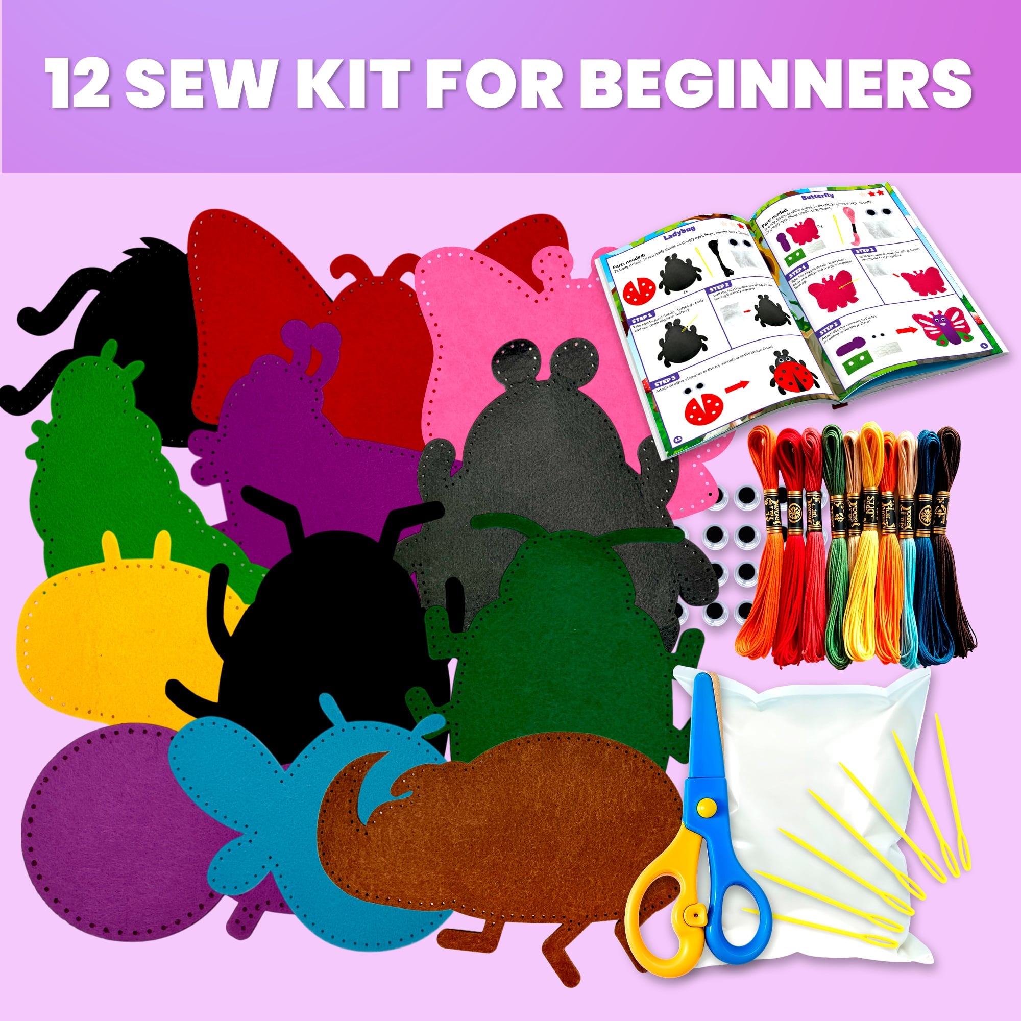 12 Bugs & Insects Sewing Kit Basic