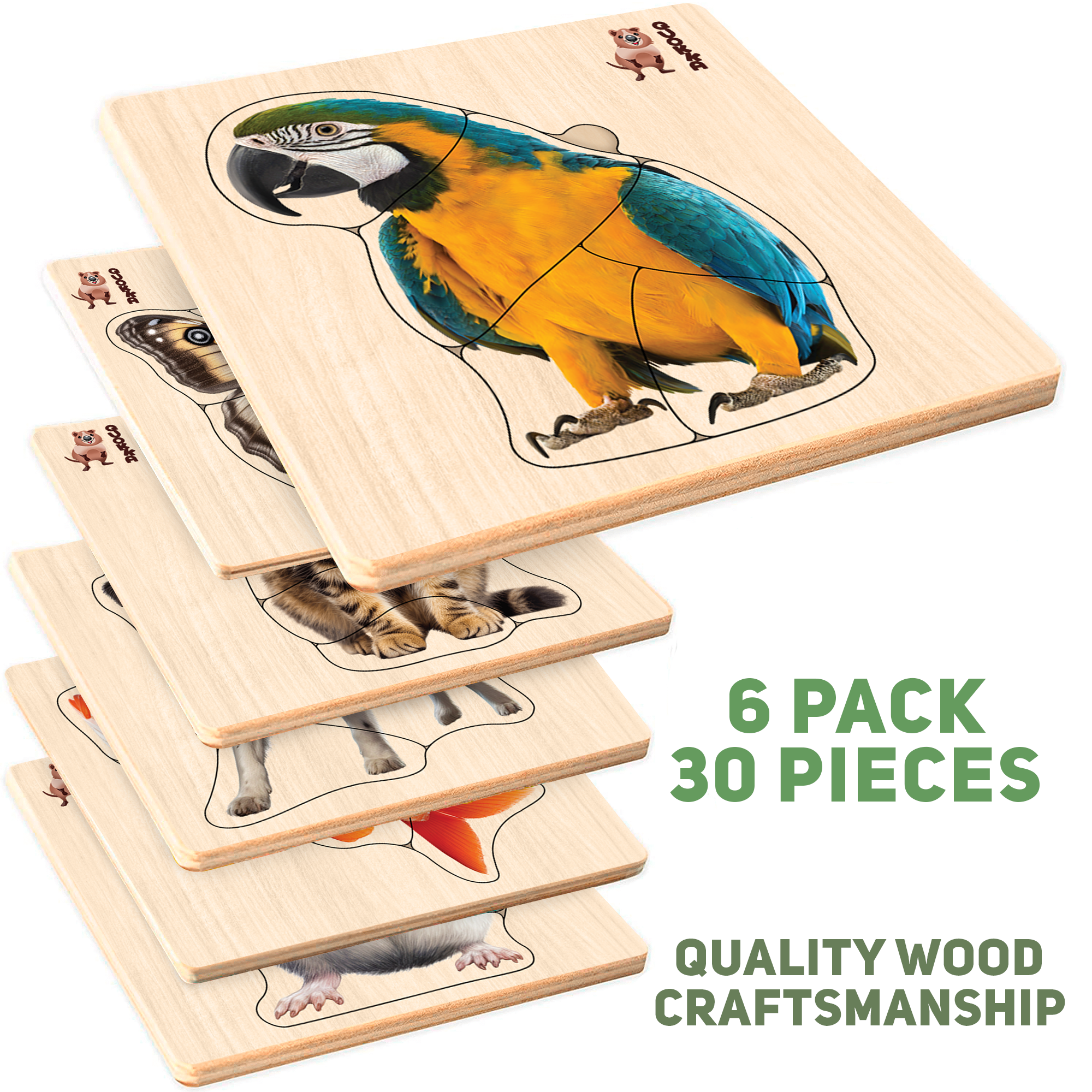 QUOKKA Realistic Wooden Puzzles for Toddlers 1-3 Year Old