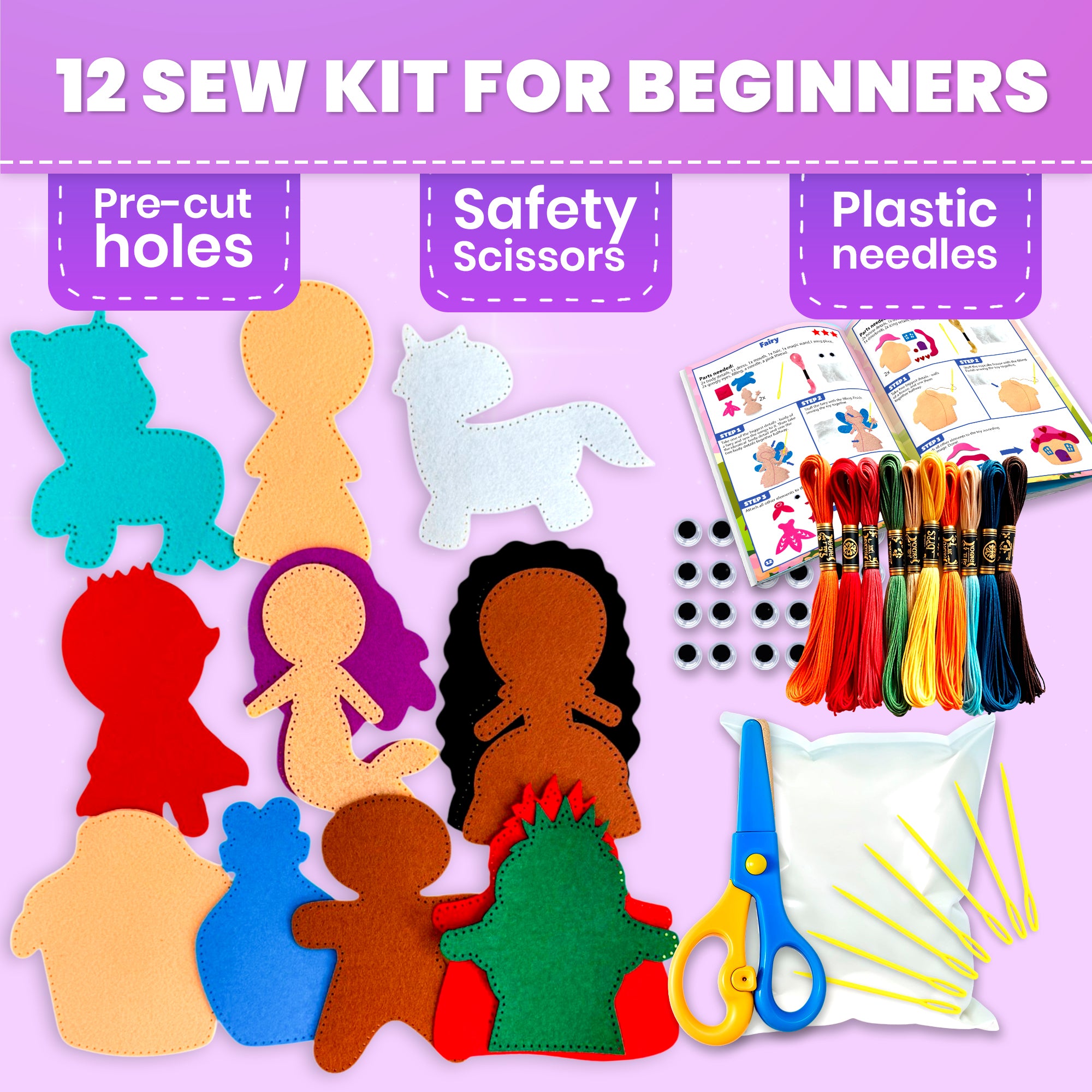 Craft Kits for Kids - 12 Fairy Tale Sewing Kit Basic
