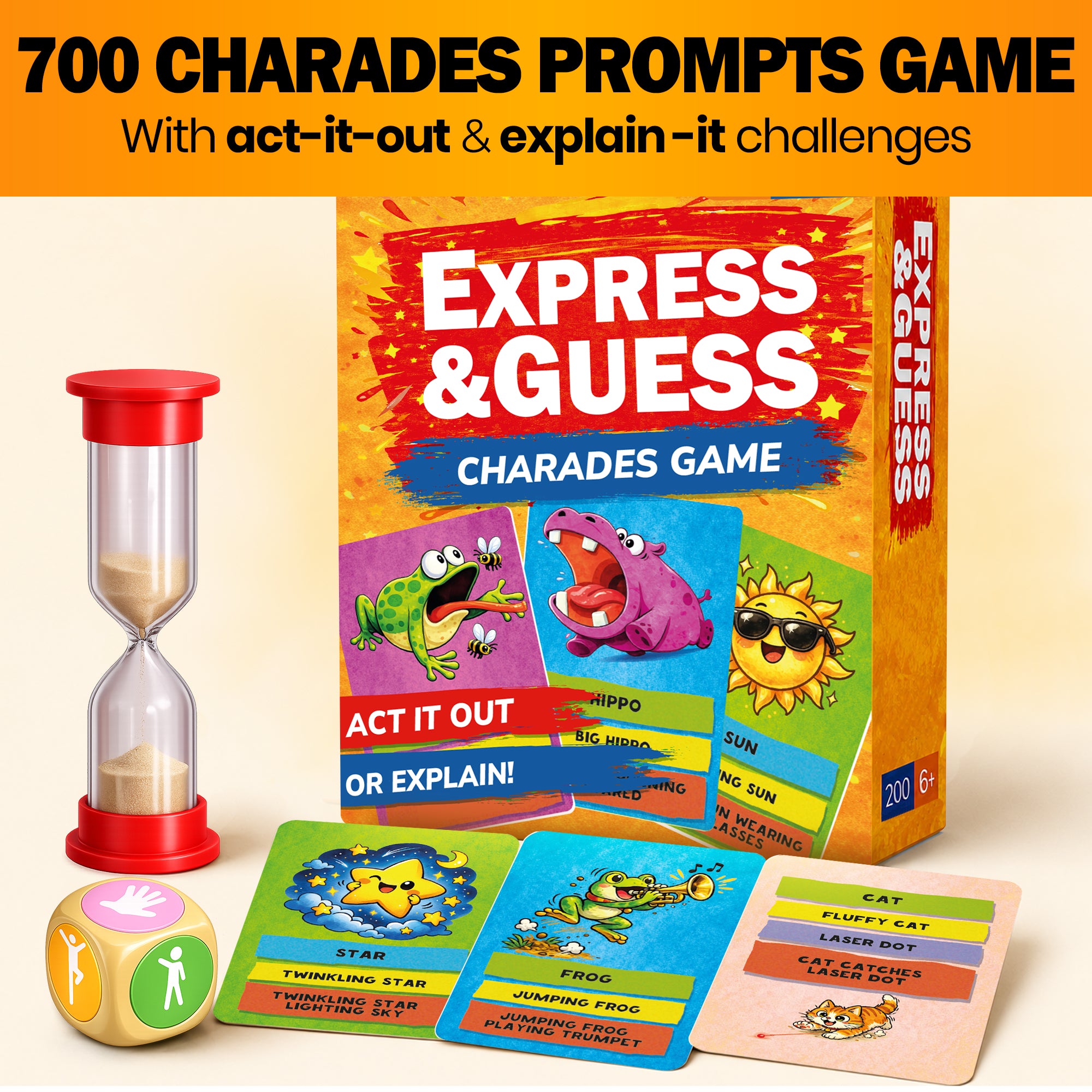 Express & Guess Charades for Kids - 200 Acting & Explaining Cards