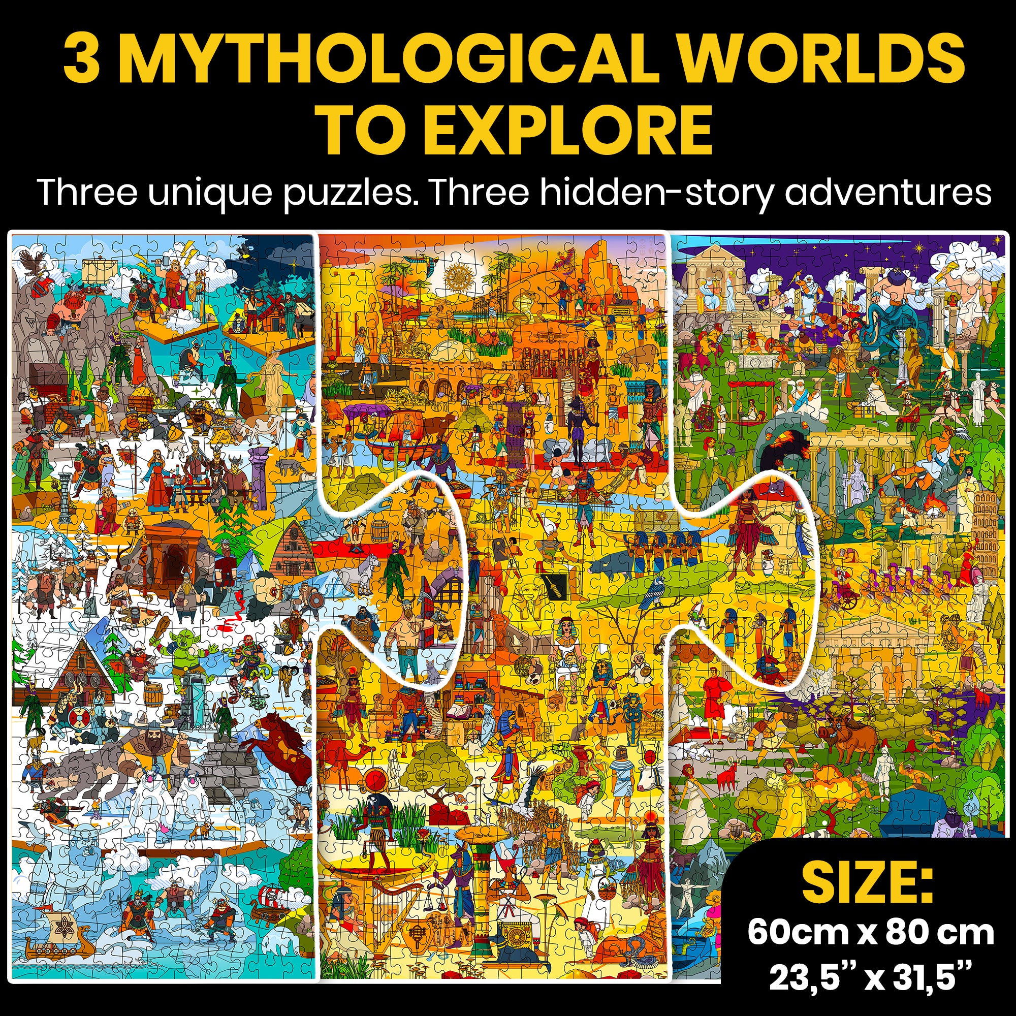 Set 3x1000 Pcs Puzzle for Adults of Ancient Myths and Legends