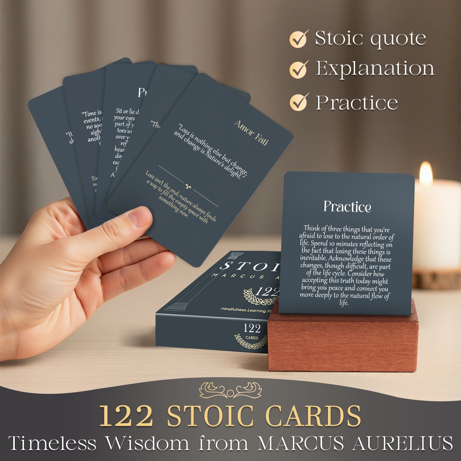 Stoicism Cards Marcus Aurelius - 122 Daily Quotes & Exercises