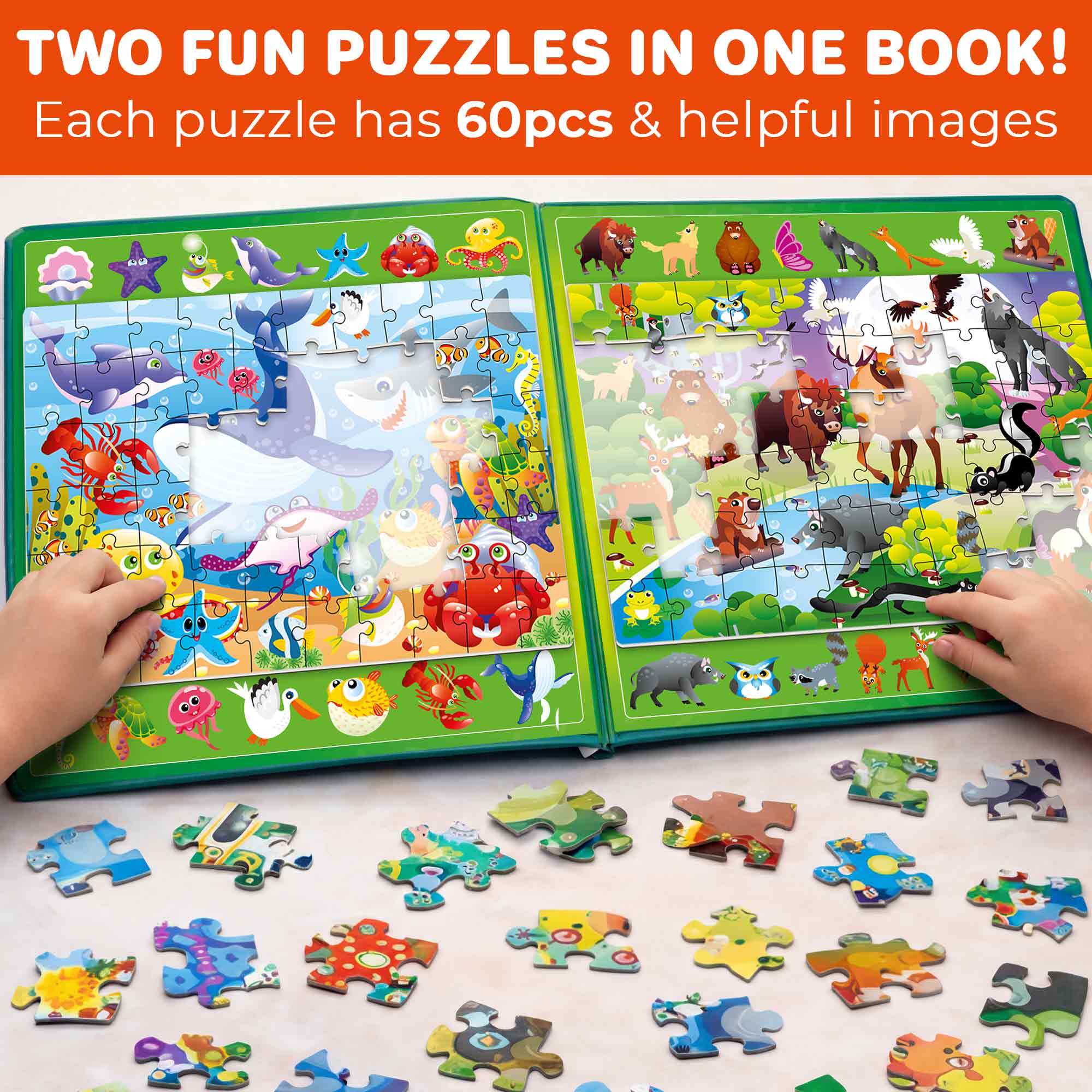 Magnetic Puzzle 2x60 Pcs Puzzles for Kids - Ocean & Forest