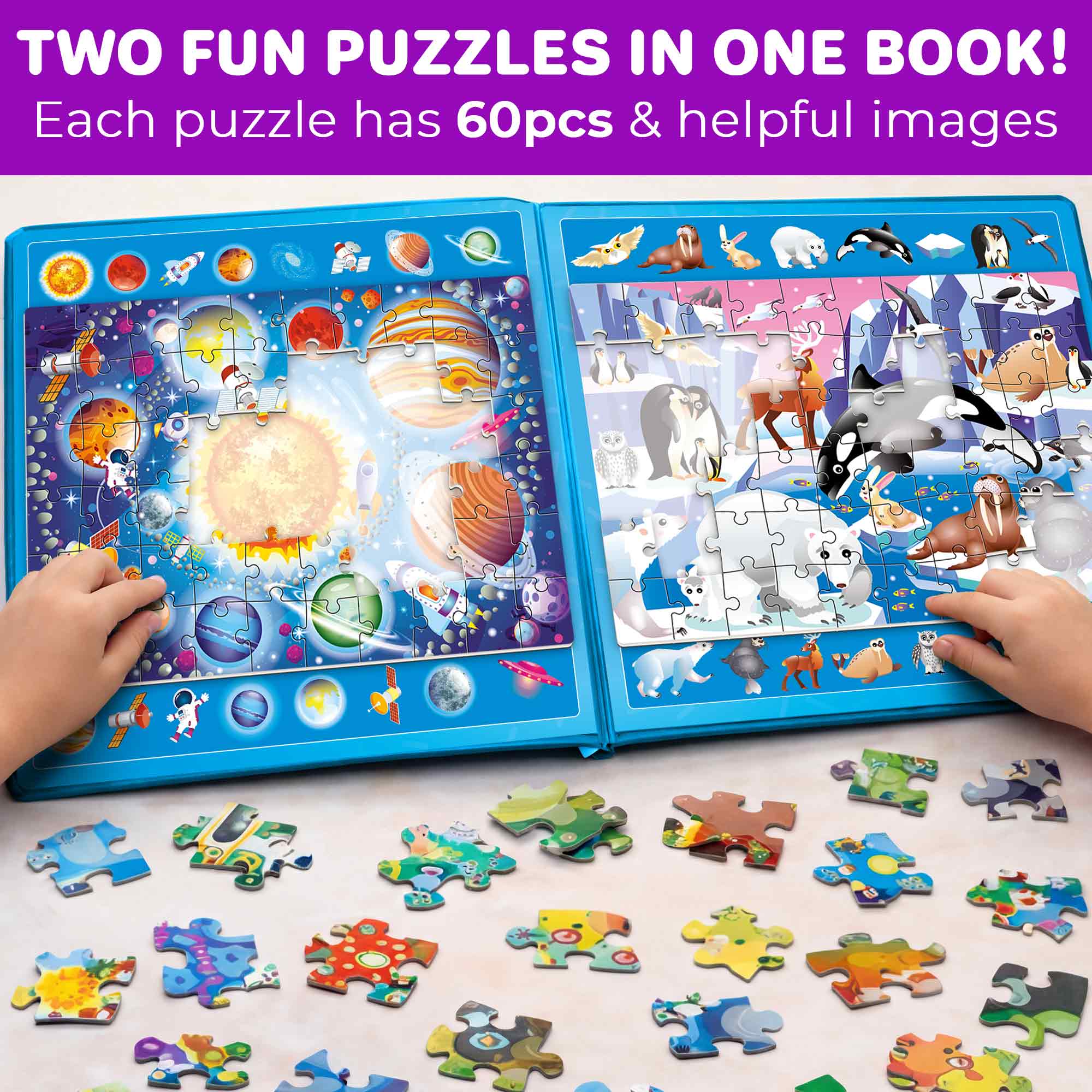 Magnetic Puzzle 2x60 Pcs Puzzles for Kids - Space & Polar