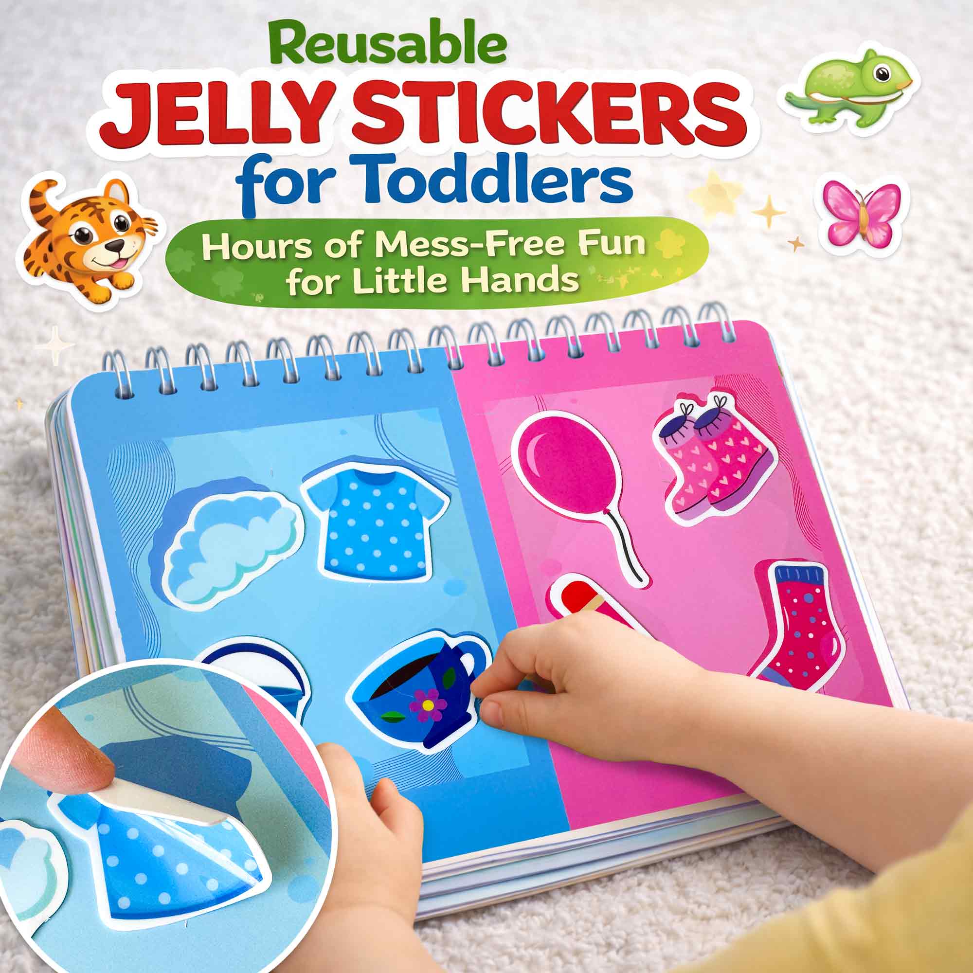 Jelly Sticker Books for Toddlers - Reusable Learning Toy